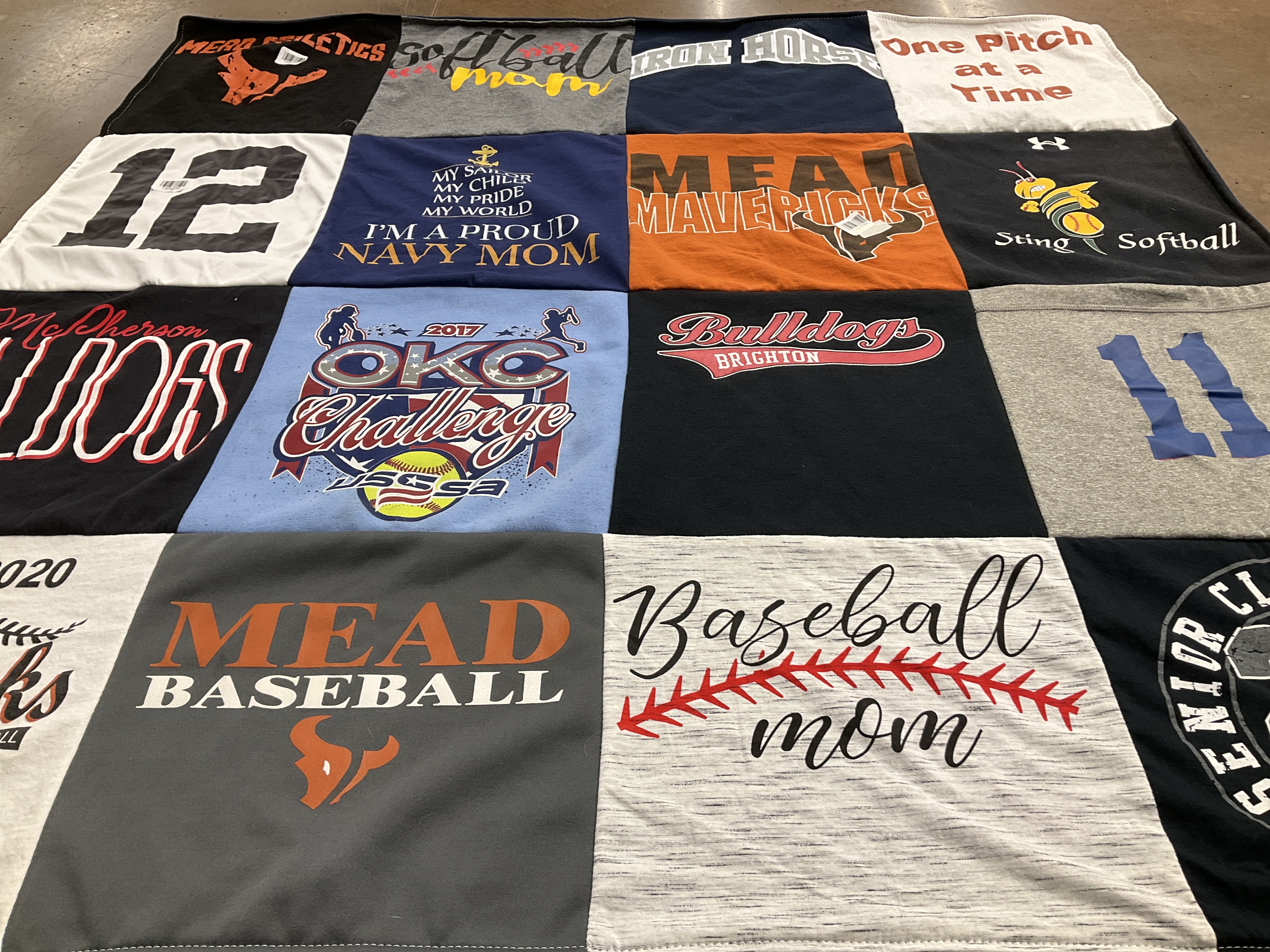T-shirt quilt featuring mead mavericks, bulldogs by Sheryl from CO