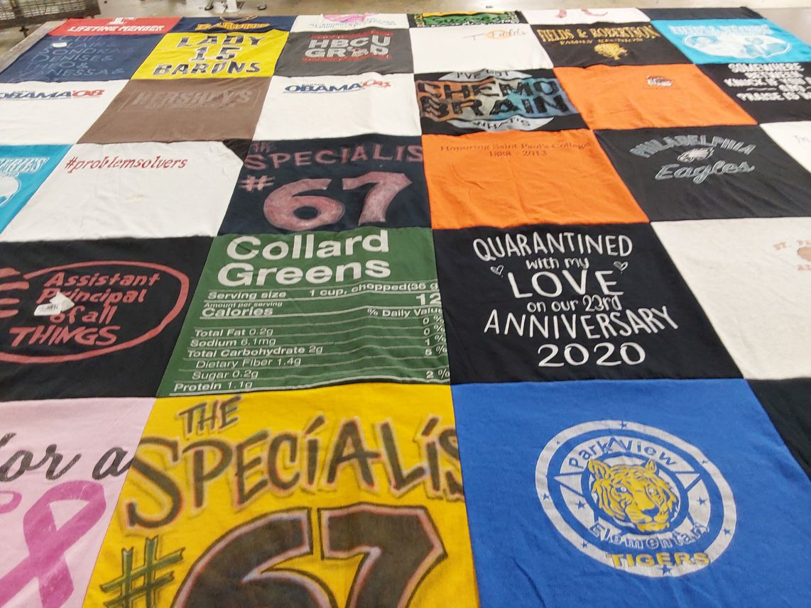 T-shirt quilt featuring philadelphia eagles, park view elementary tigers by Tonya from VA