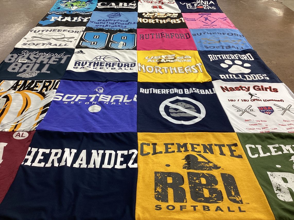 T-shirt quilt featuring rutherford softball, rutherford basketball by DeAnna from NJ