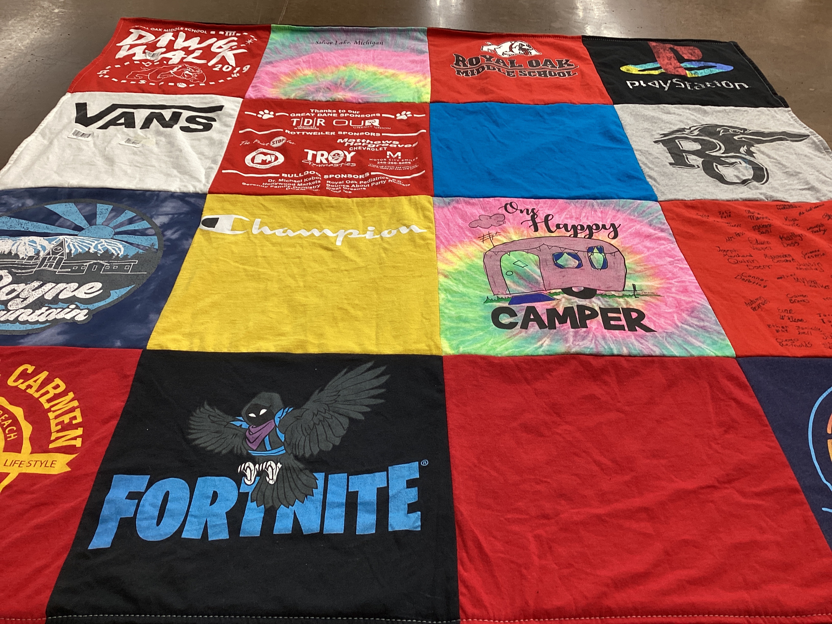 T-shirt quilt from royal oak middle school by Carrie from MI