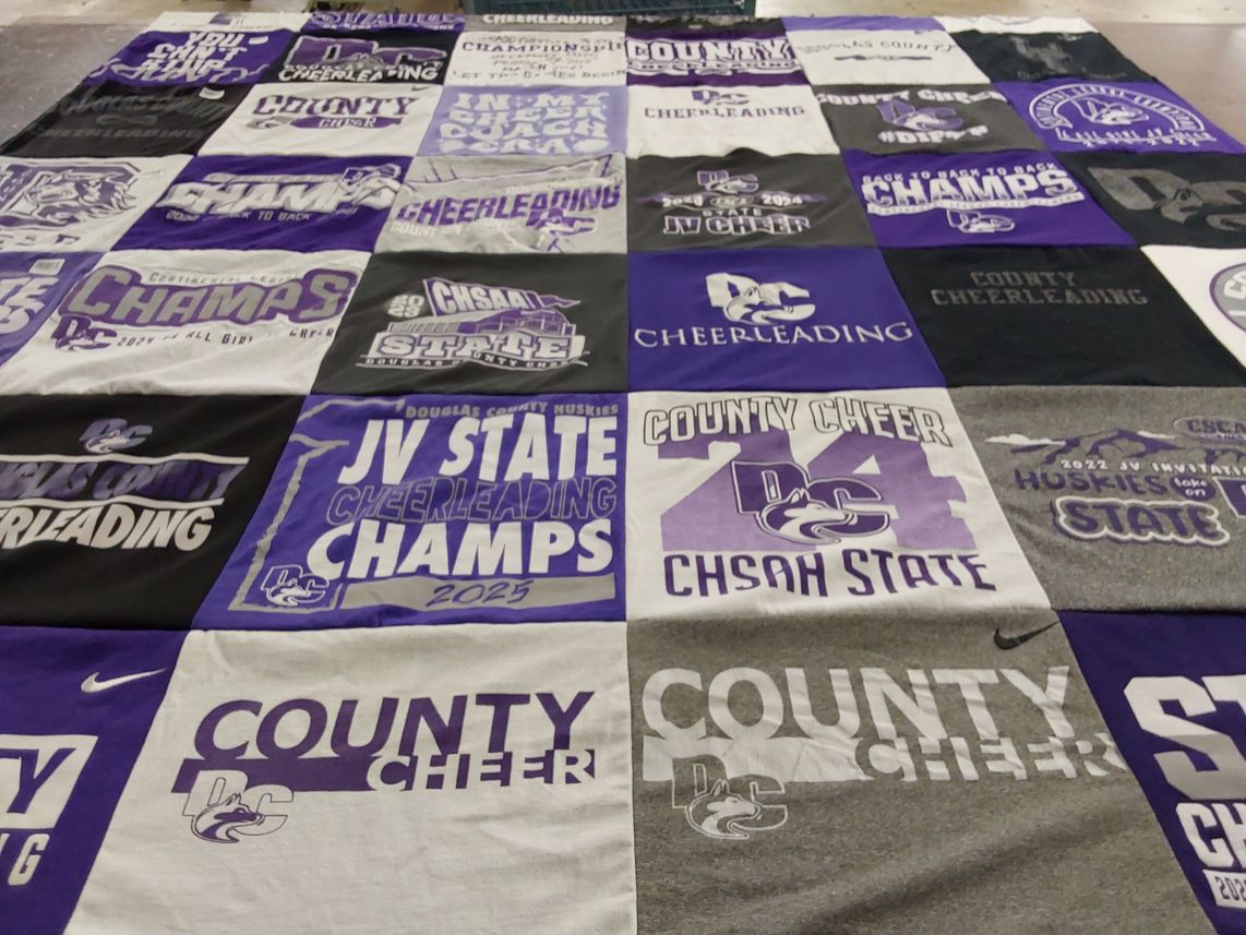 T-shirt quilt featuring douglas county huskies by Sabrina from CO