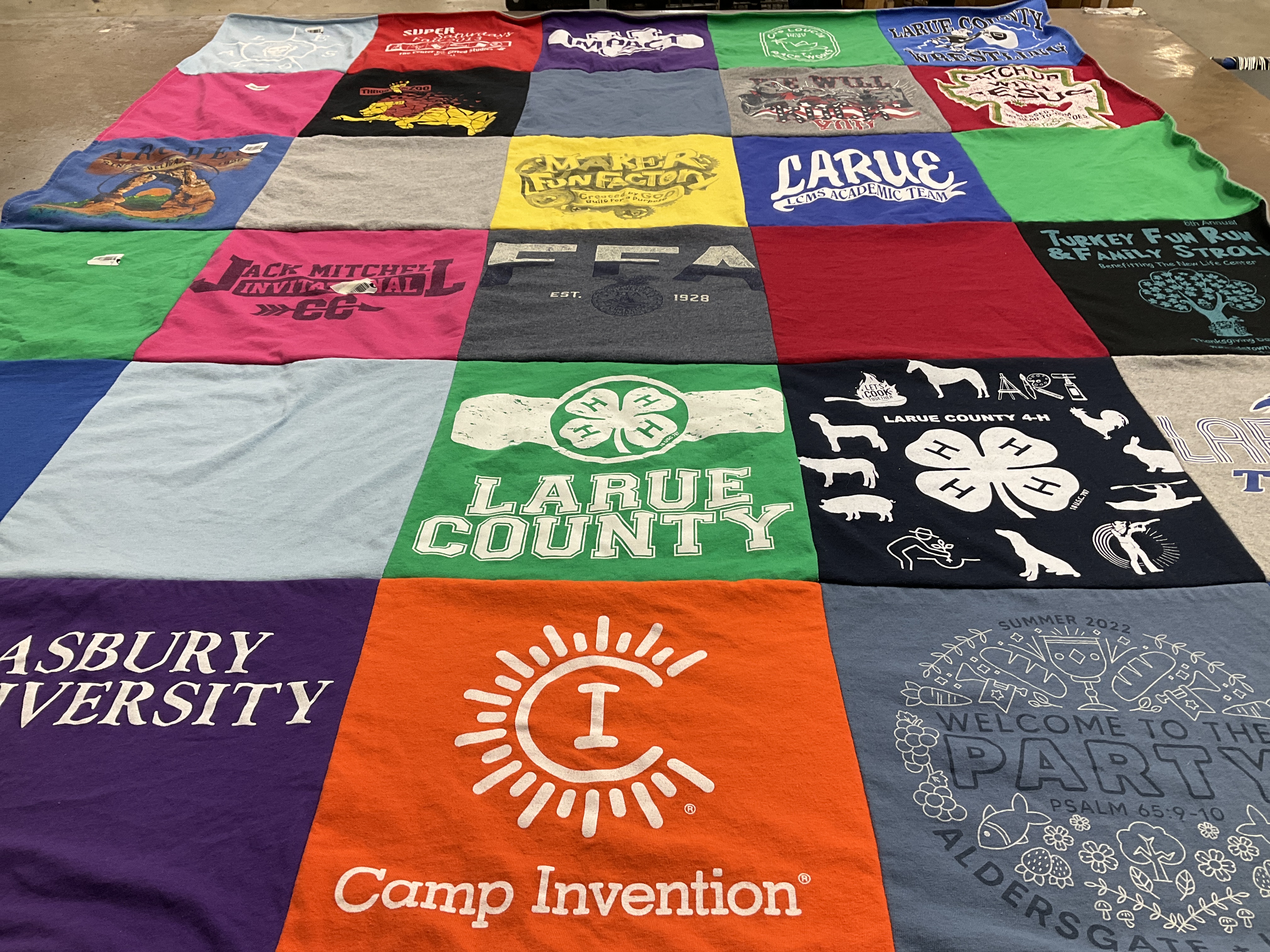 T-shirt quilt featuring larue county academic team by Tiffany from KY