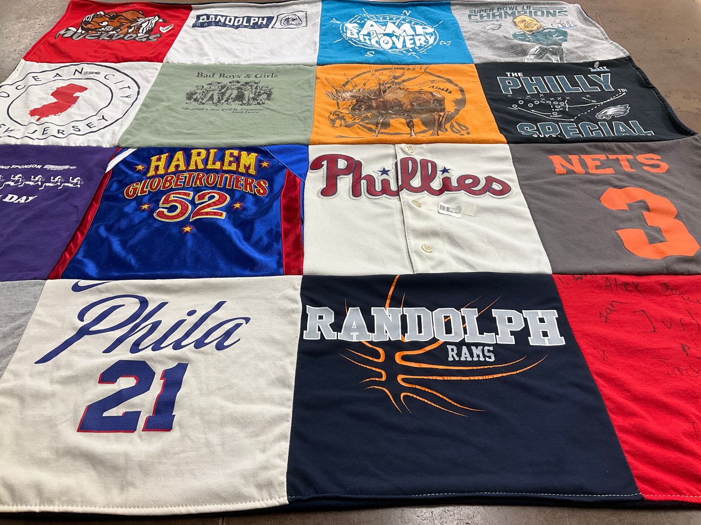 T-shirt quilt featuring philadelphia phillies, brooklyn nets by Laura from NJ