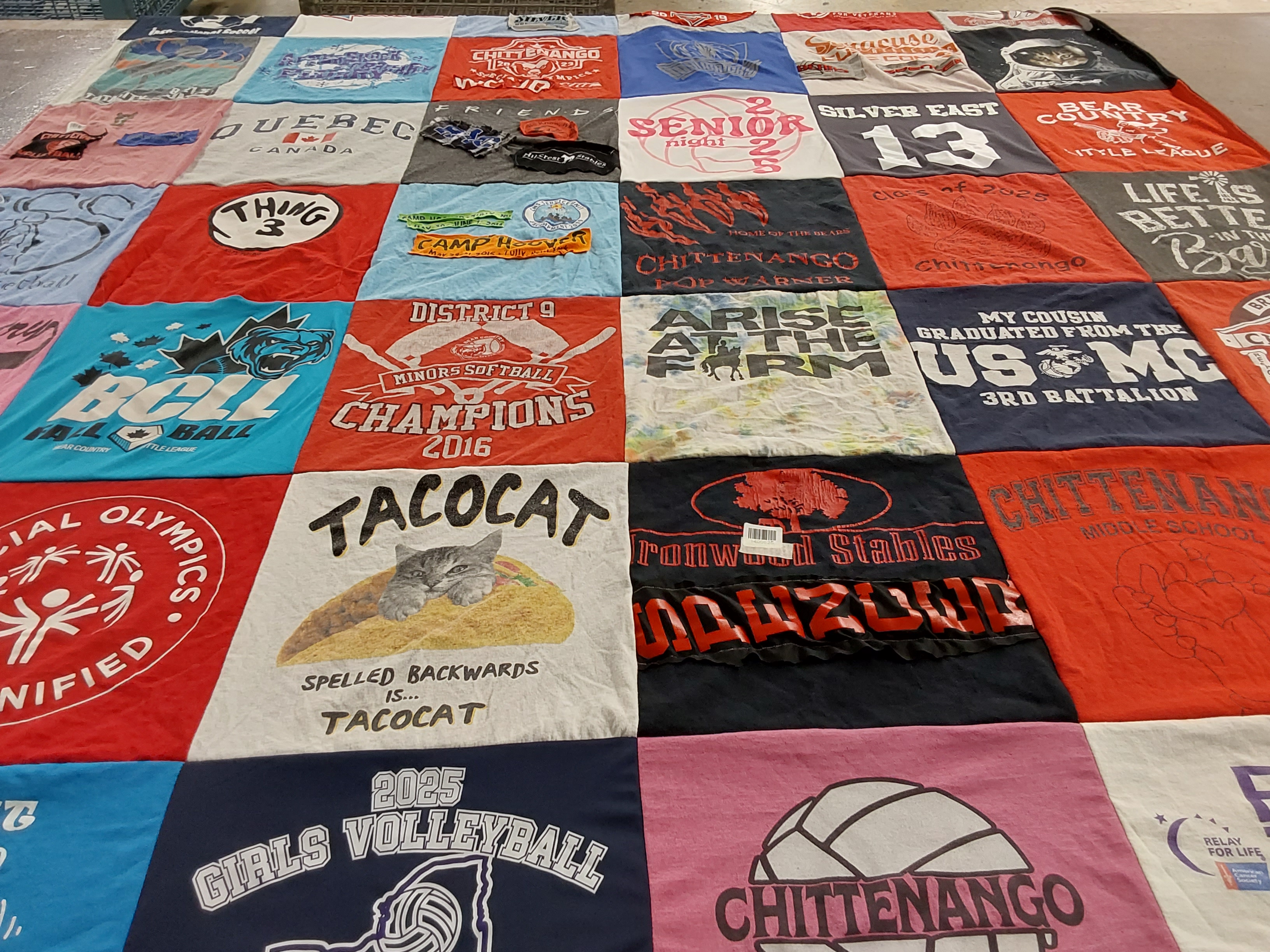 T-shirt quilt featuring district 9 minors softball champions by Karin from NY