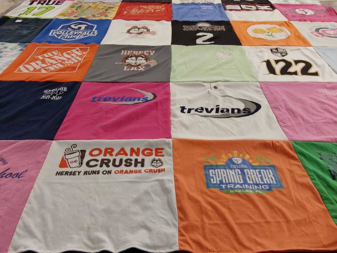 T-shirt quilt featuring hersey lacrosse, trevians volleyball by Samantha from IL