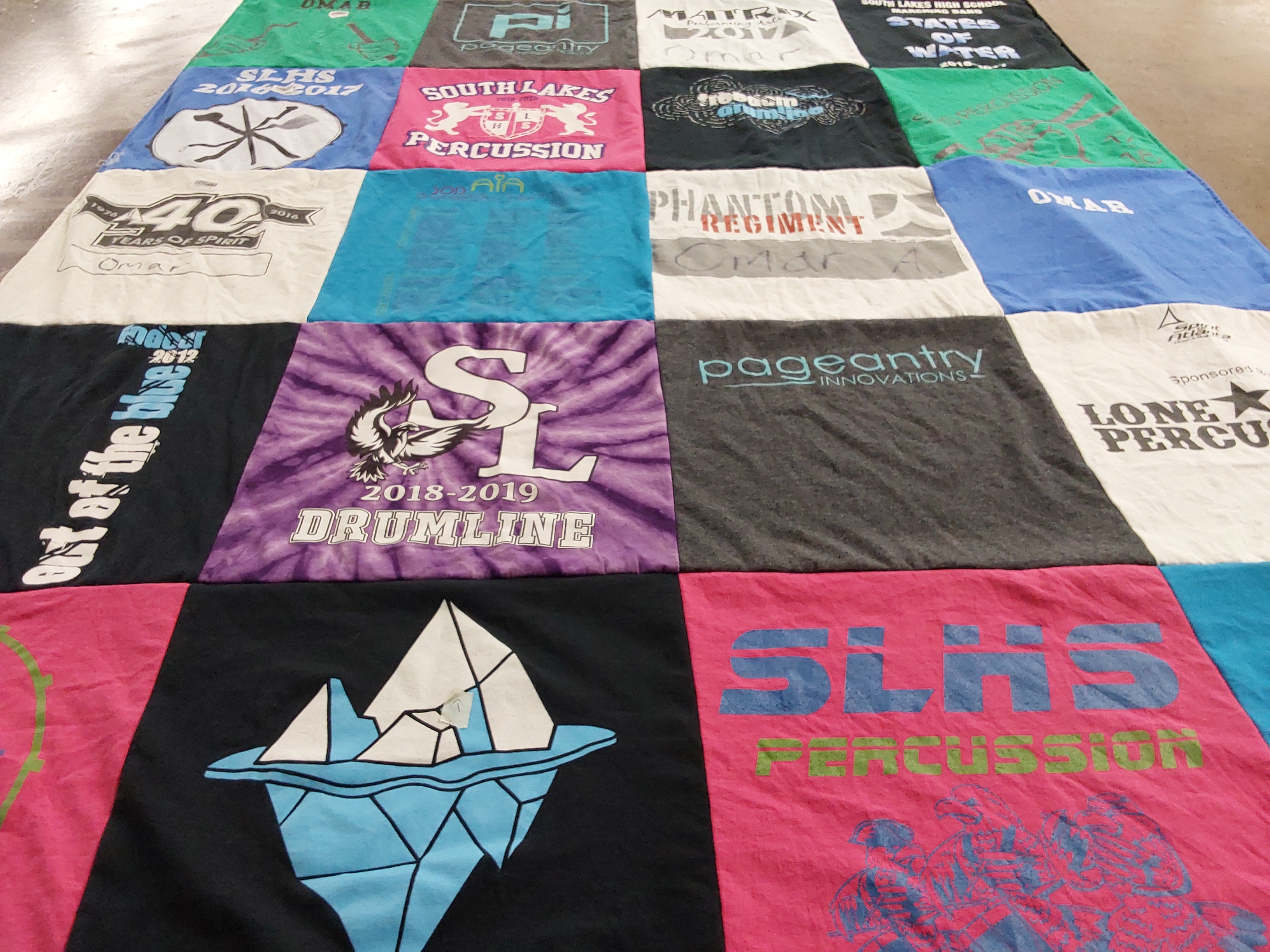 T-shirt quilt featuring southlakes high school percussion, southlakes high school drumline by Linda from VA