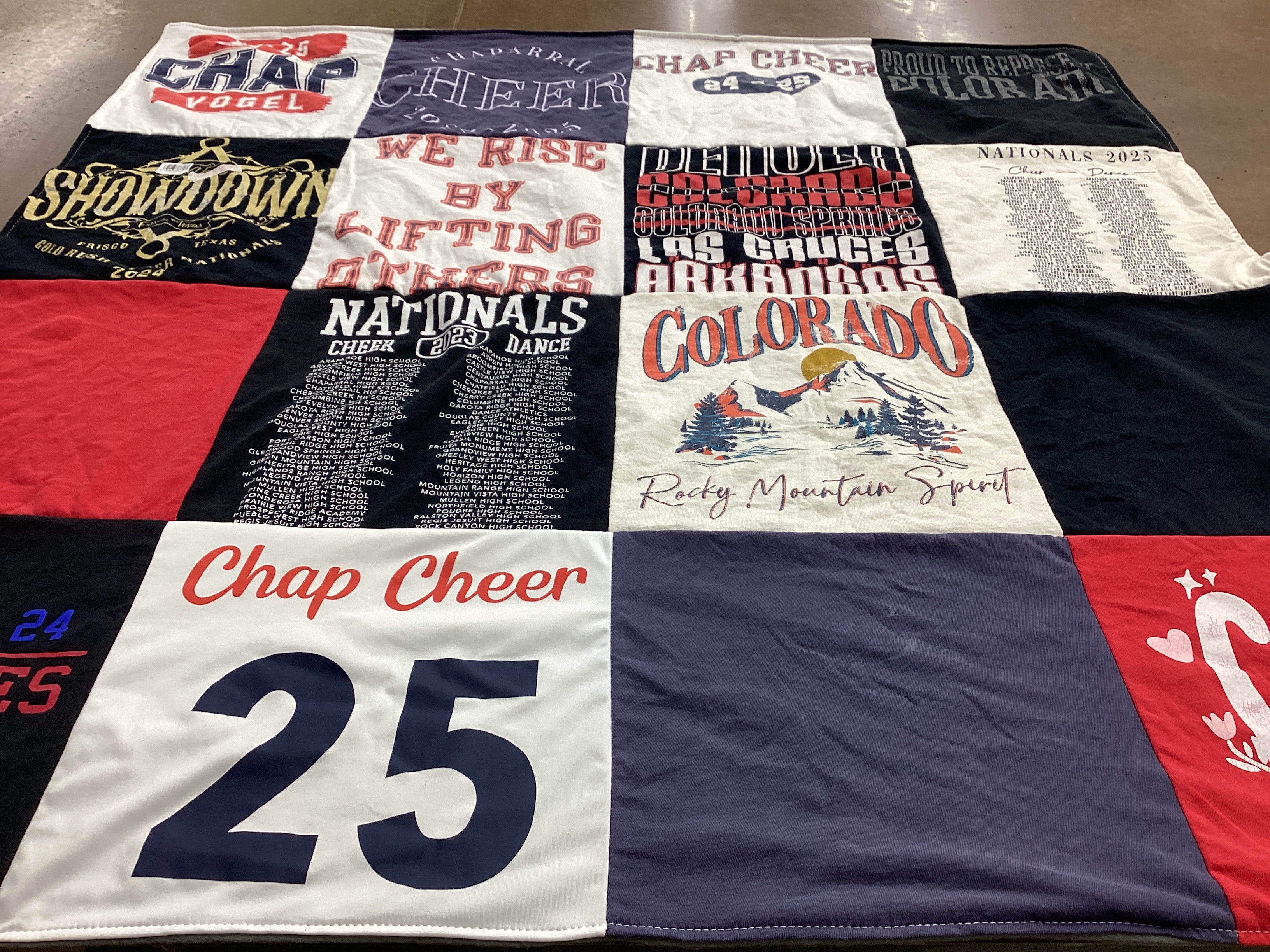 T-shirt quilt from chaparral high school by Sophia from CO