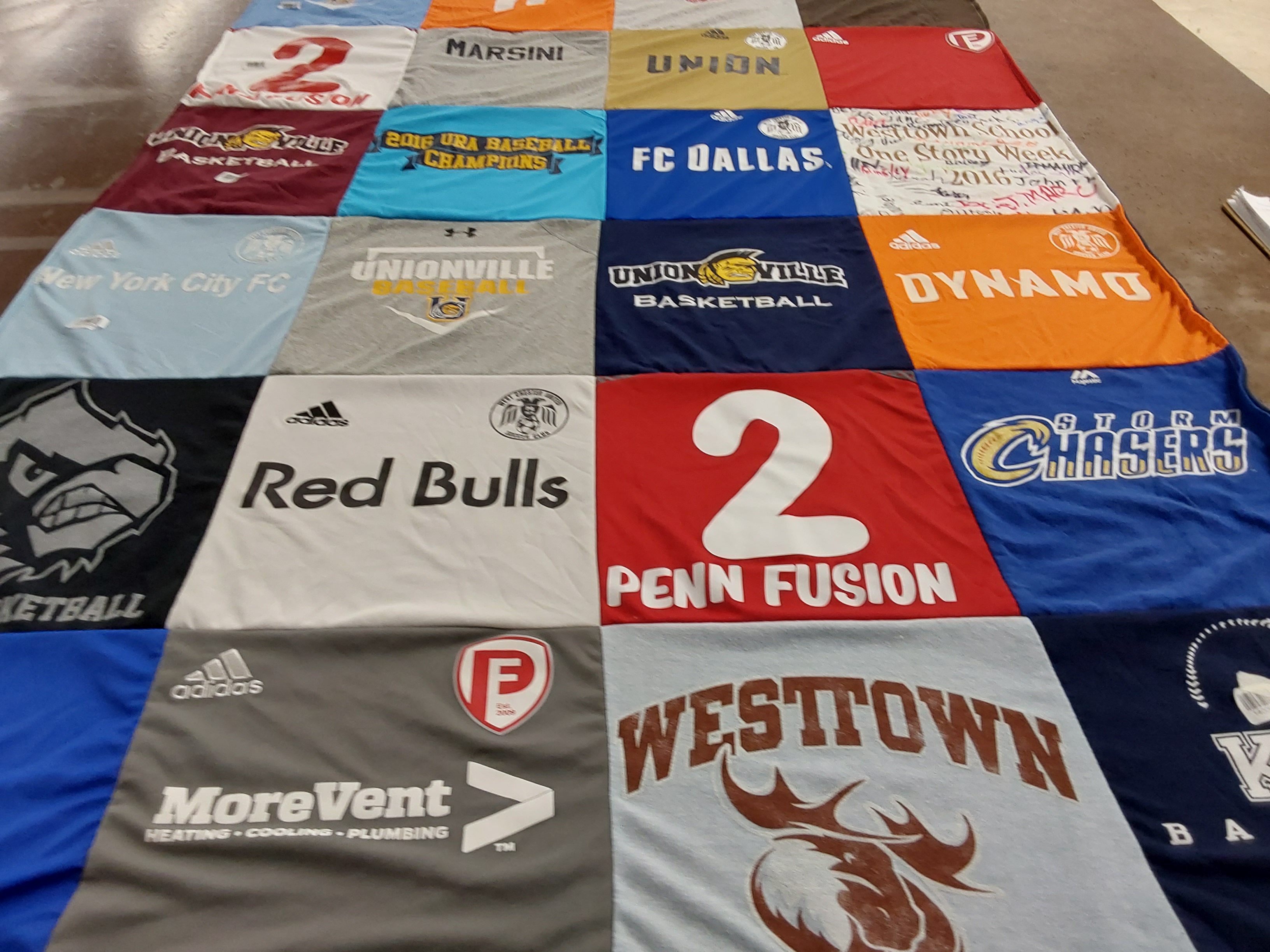 T-shirt quilt featuring new york city fc, penn fusion by Janine from PA
