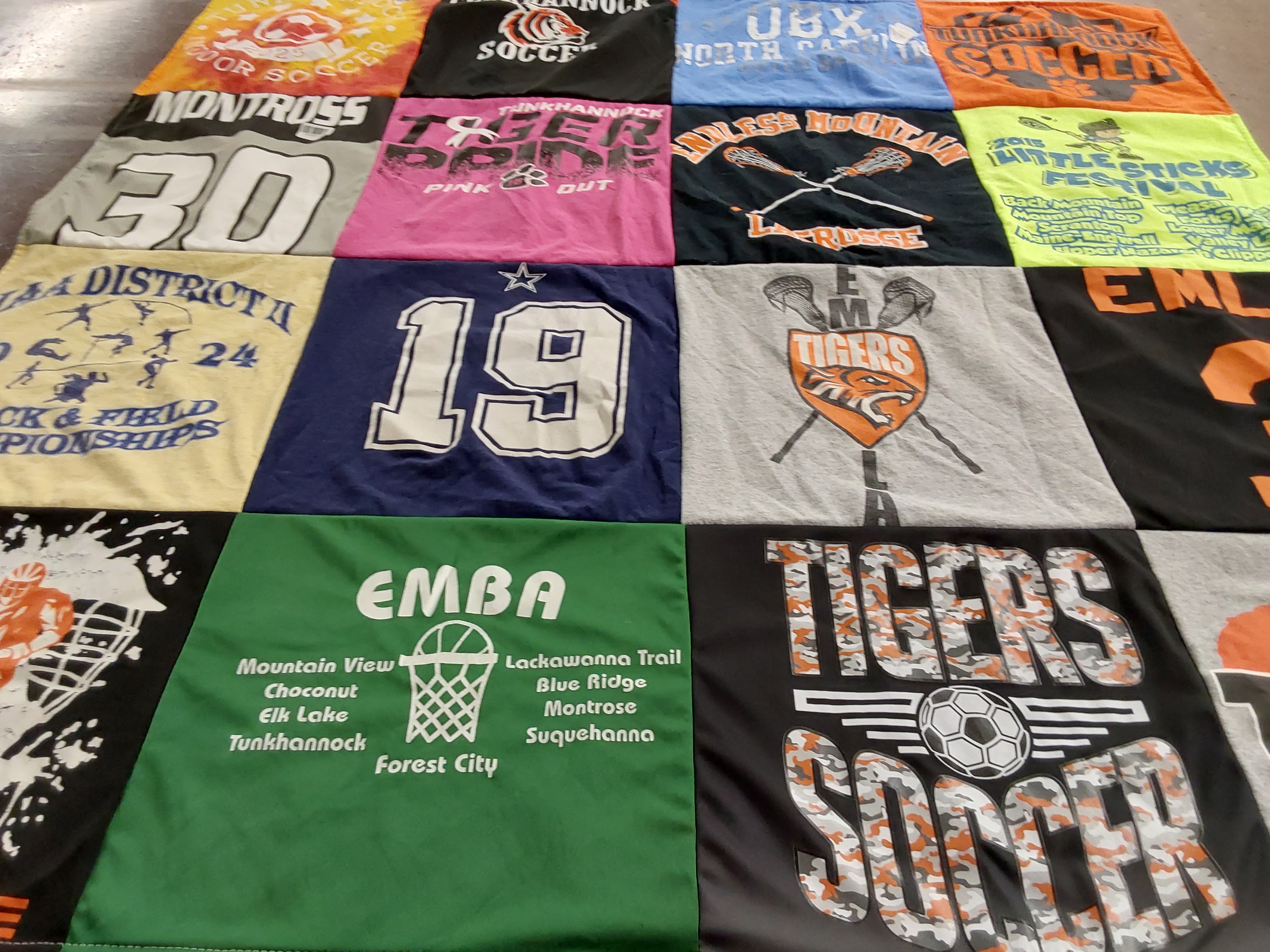 T-shirt quilt featuring tigers, mountain view by Jennifer from PA