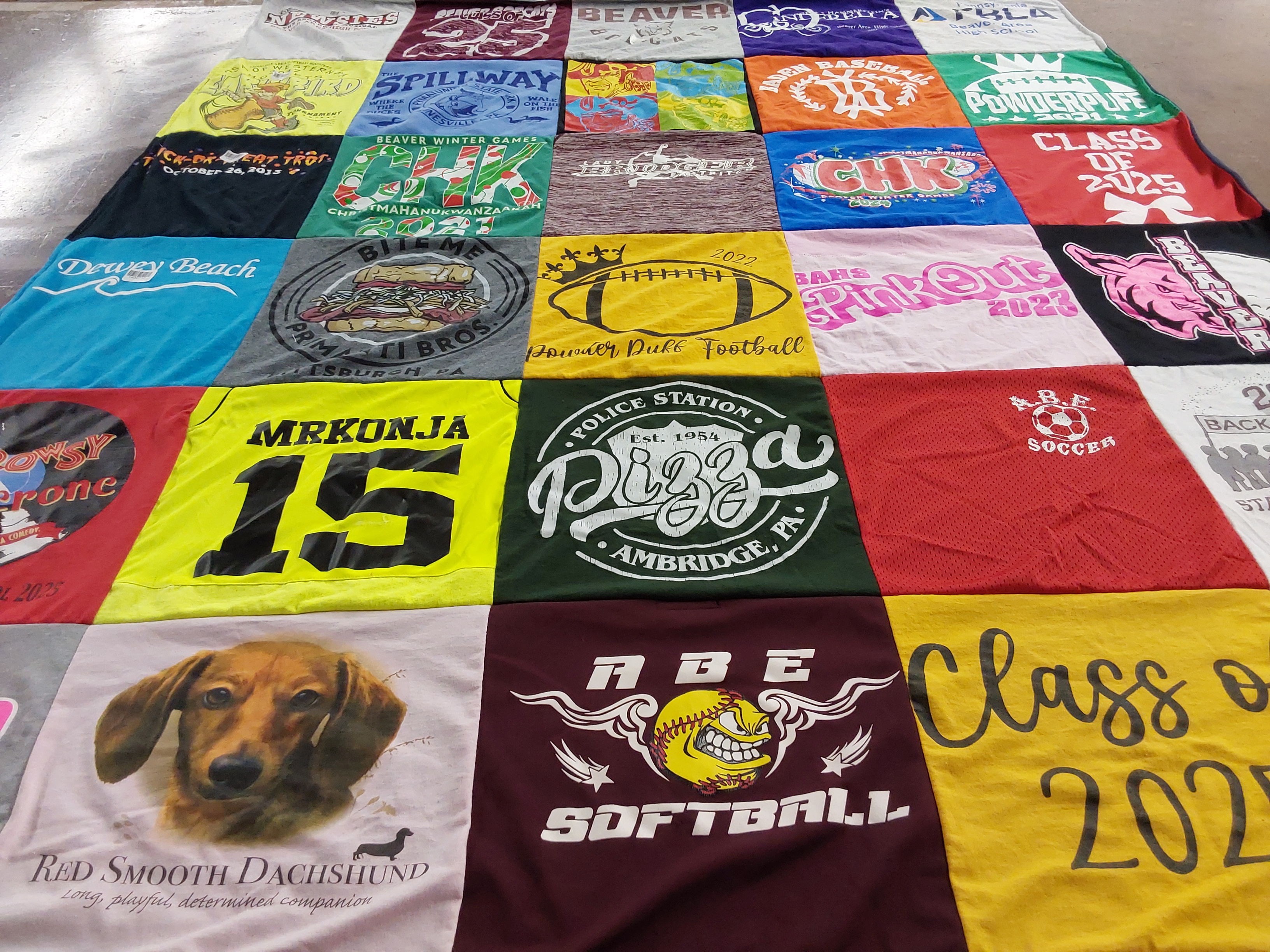 T-shirt quilt featuring beaver high school football, abe soccer by Lorraine from PA