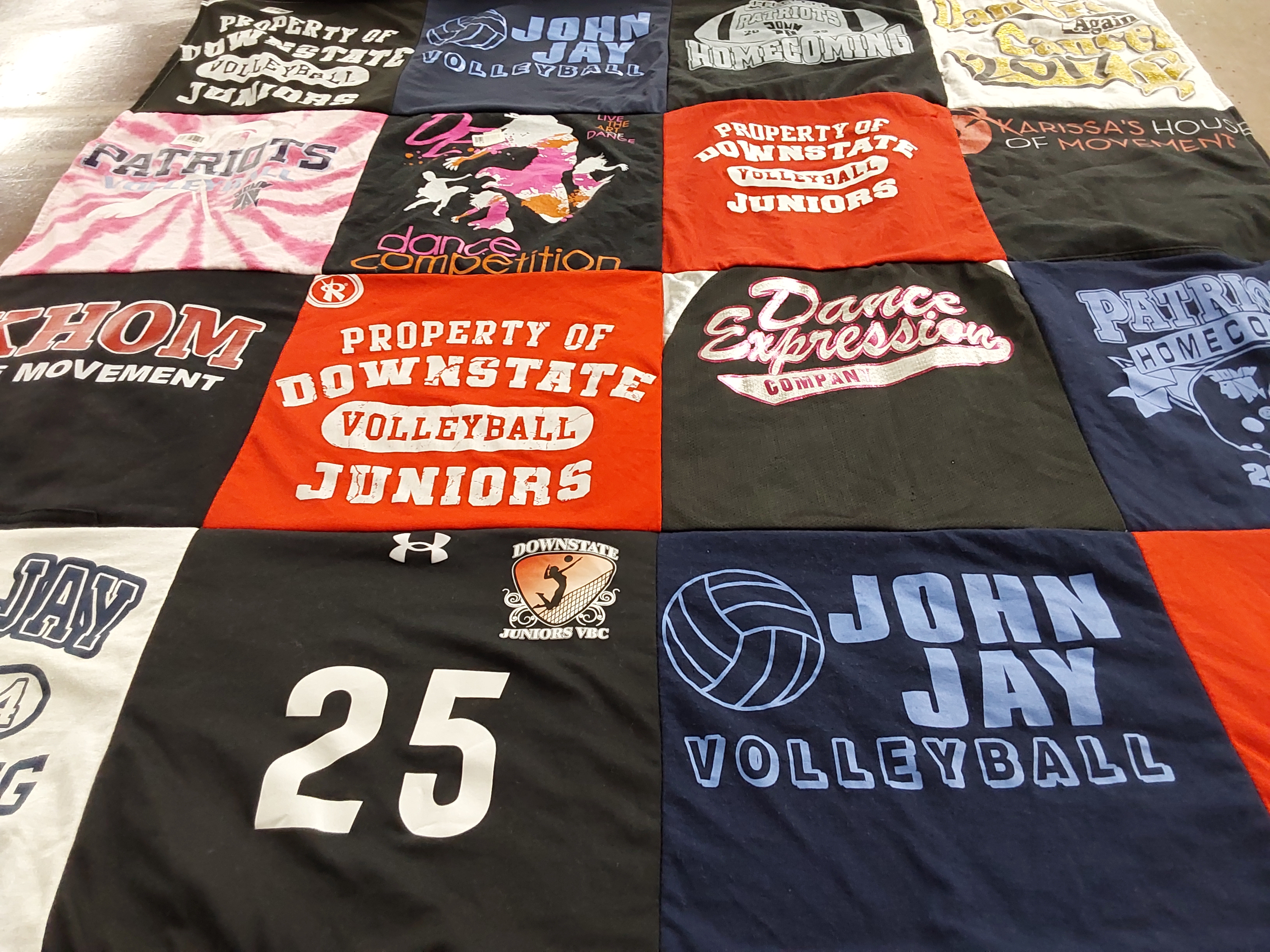 T-shirt quilt featuring john jay volleyball by Jessica from NY