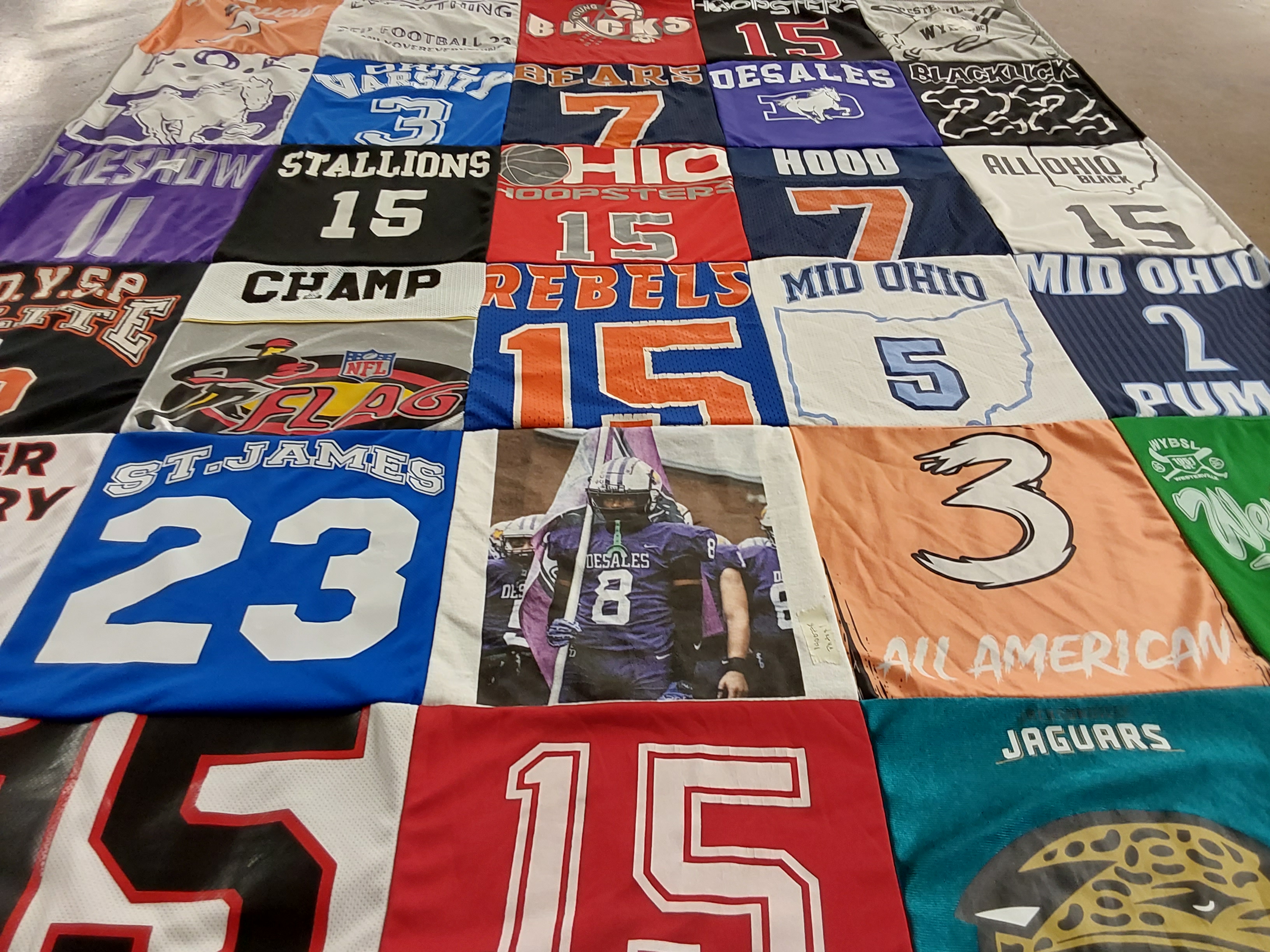 T-shirt quilt from desales high school by Kenya from OH