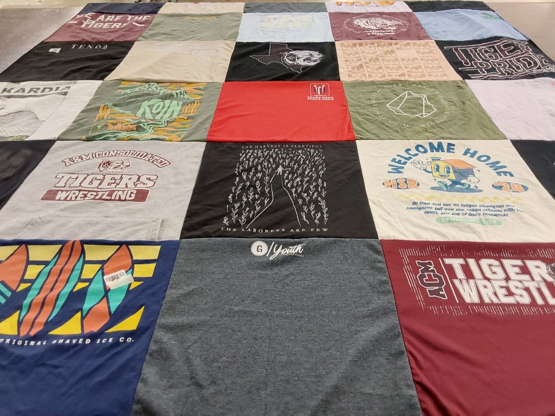T-shirt quilt featuring a&m consolidated high school tigers wrestling by Sarah from TX