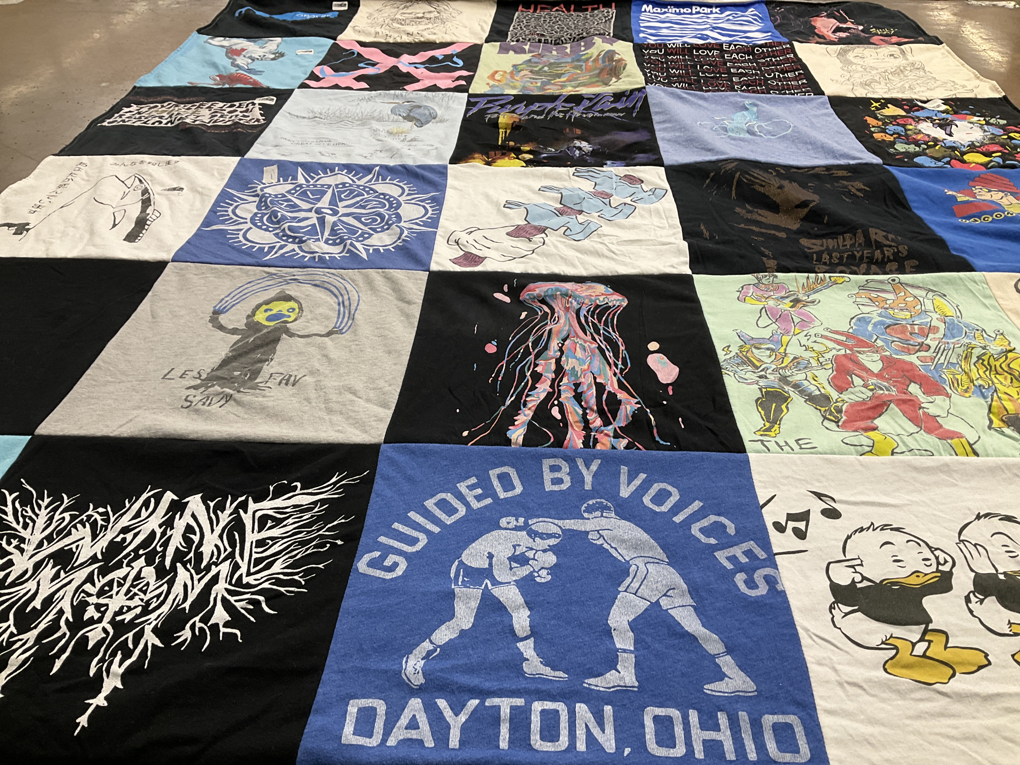 T-shirt quilt with music, art themes by Alex from PA