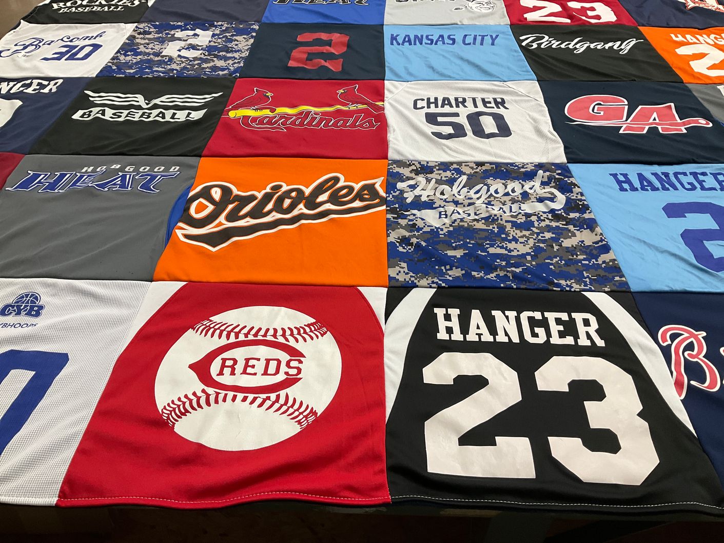 T-shirt quilt with sports, baseball themes by Brandy from GA