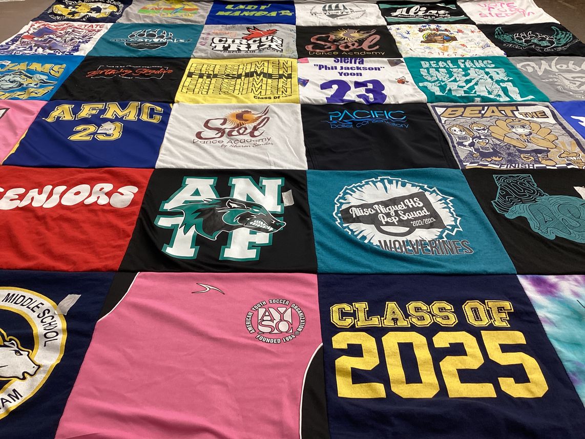 T-shirt quilt from missio n1 high school by Tiffany from CA