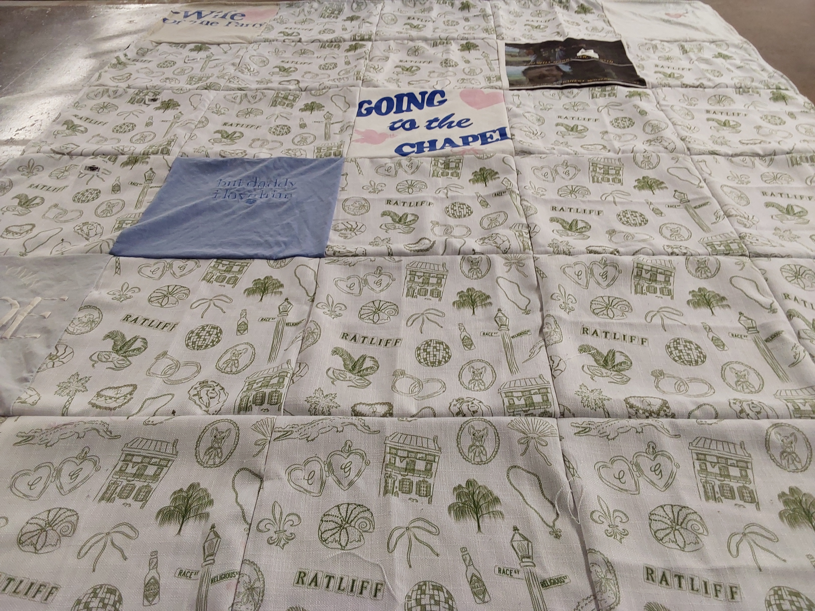 T-shirt quilt with family, weddings themes by gracie from AR