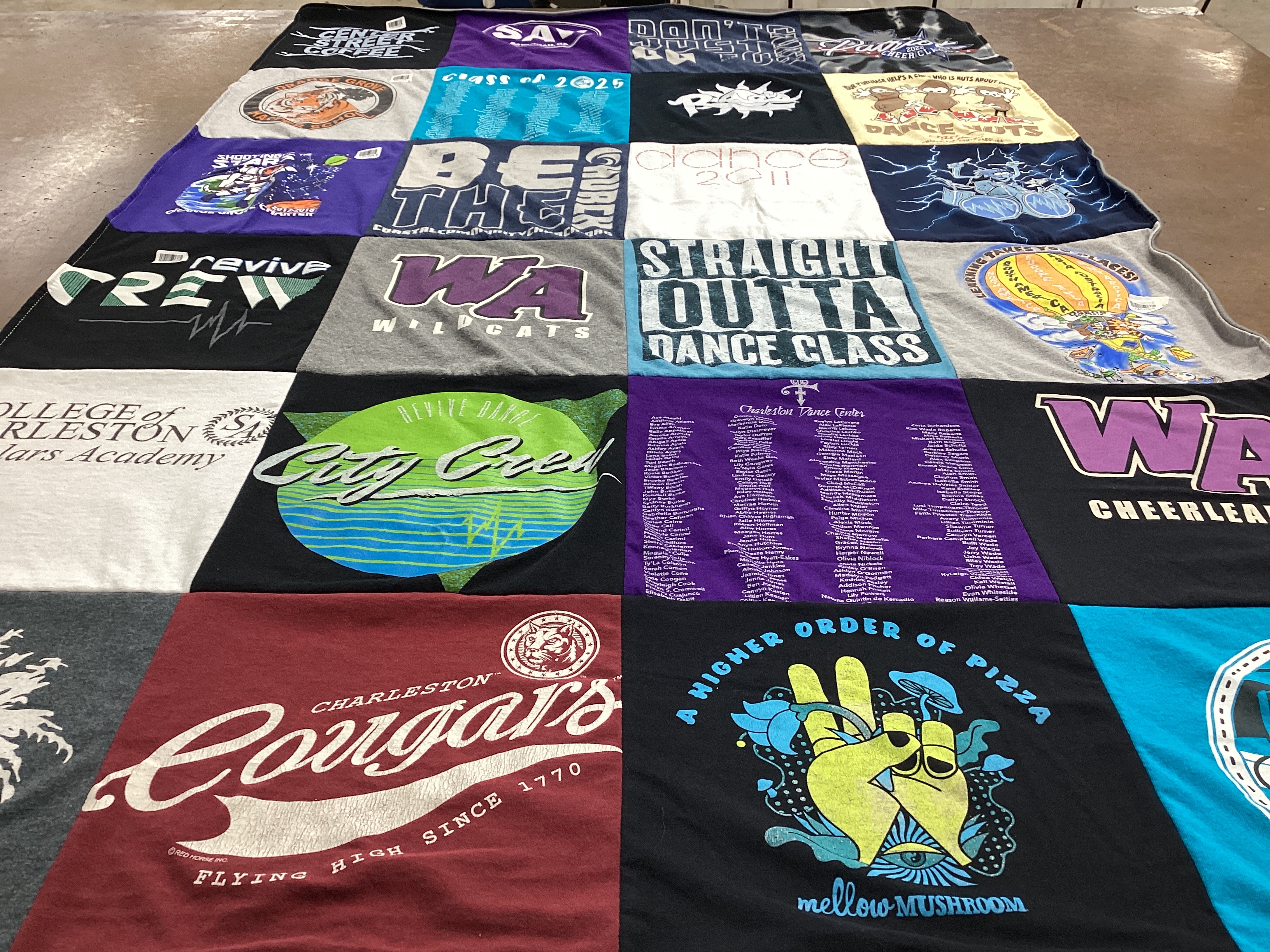 T-shirt quilt featuring charleston cougars, wa wildcats by Sarah from SC