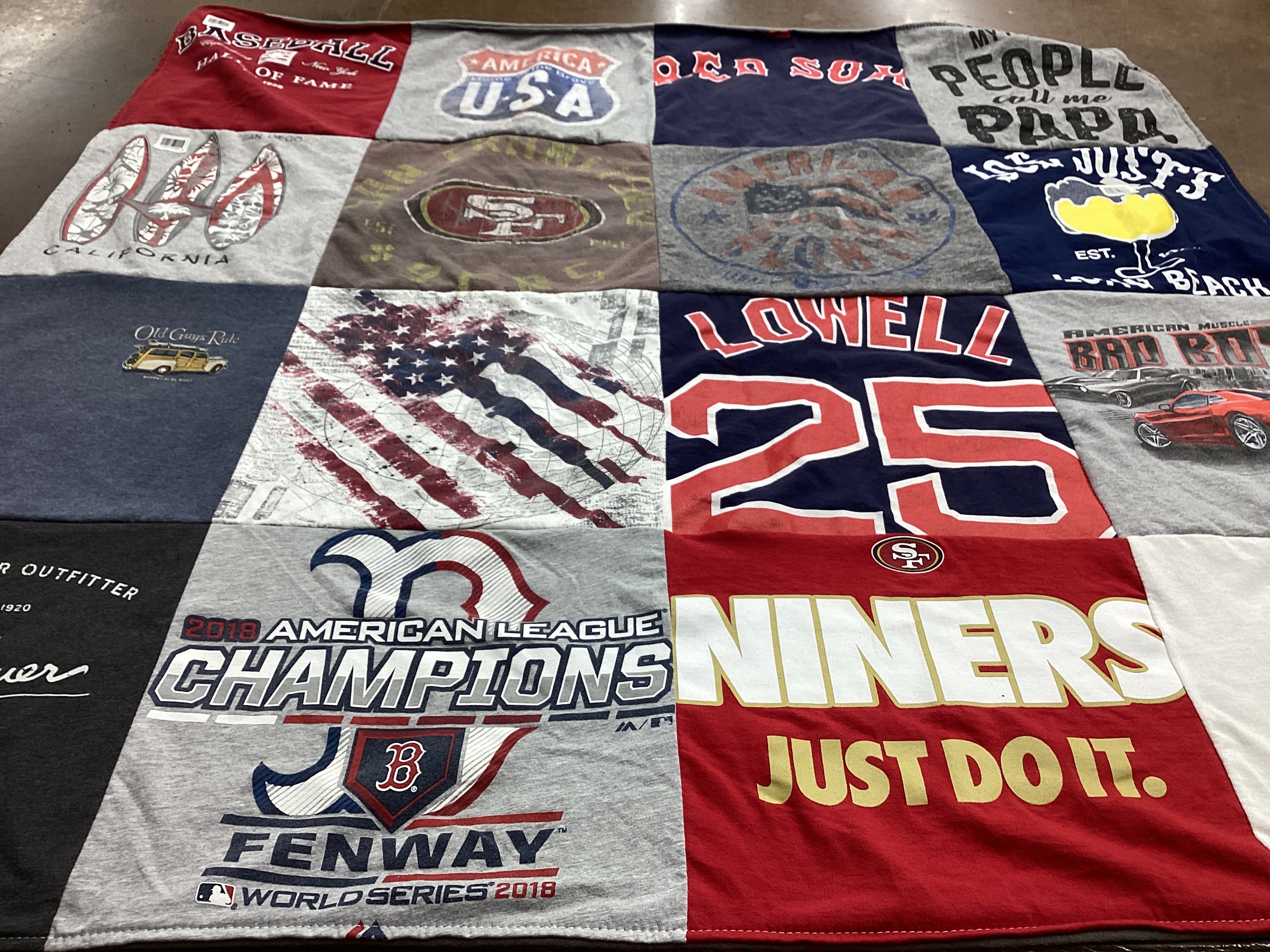 T-shirt quilt featuring boston red sox, san francisco 49ers by GLENN from CA