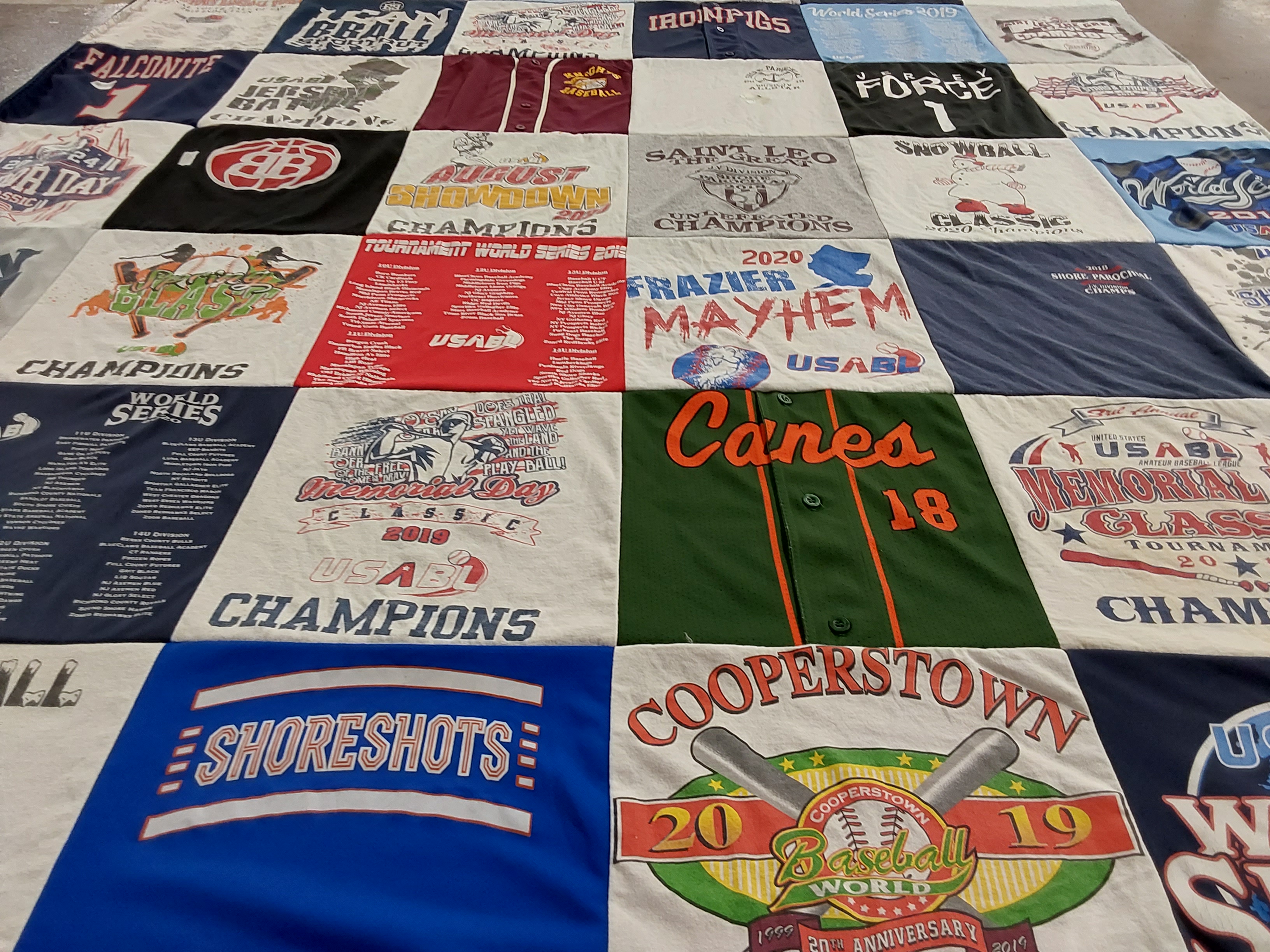 T-shirt quilt featuring canes, shoreshots by Patricia from NJ