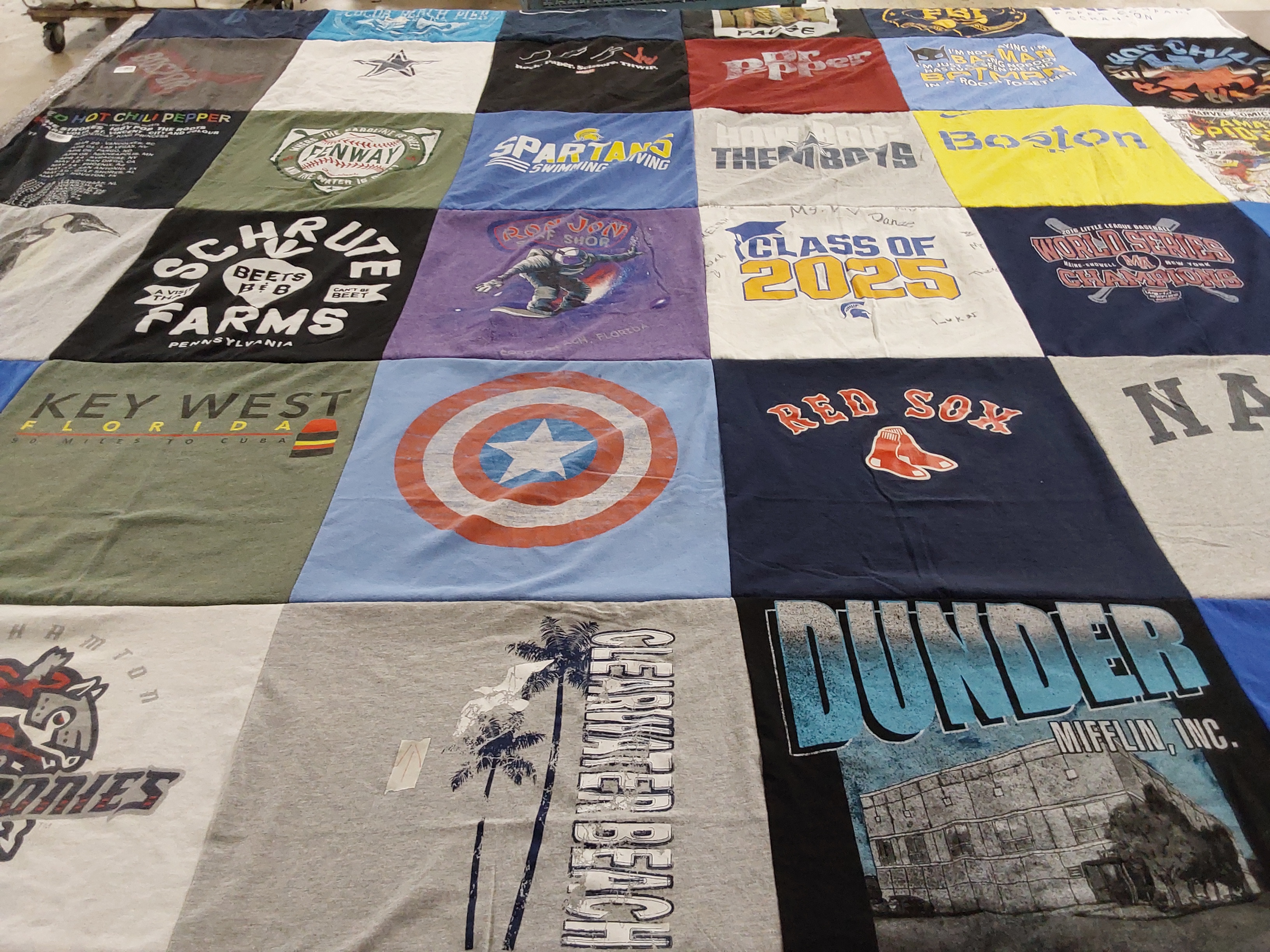 T-shirt quilt featuring spartans swimming, pirates by Stephanie from NY