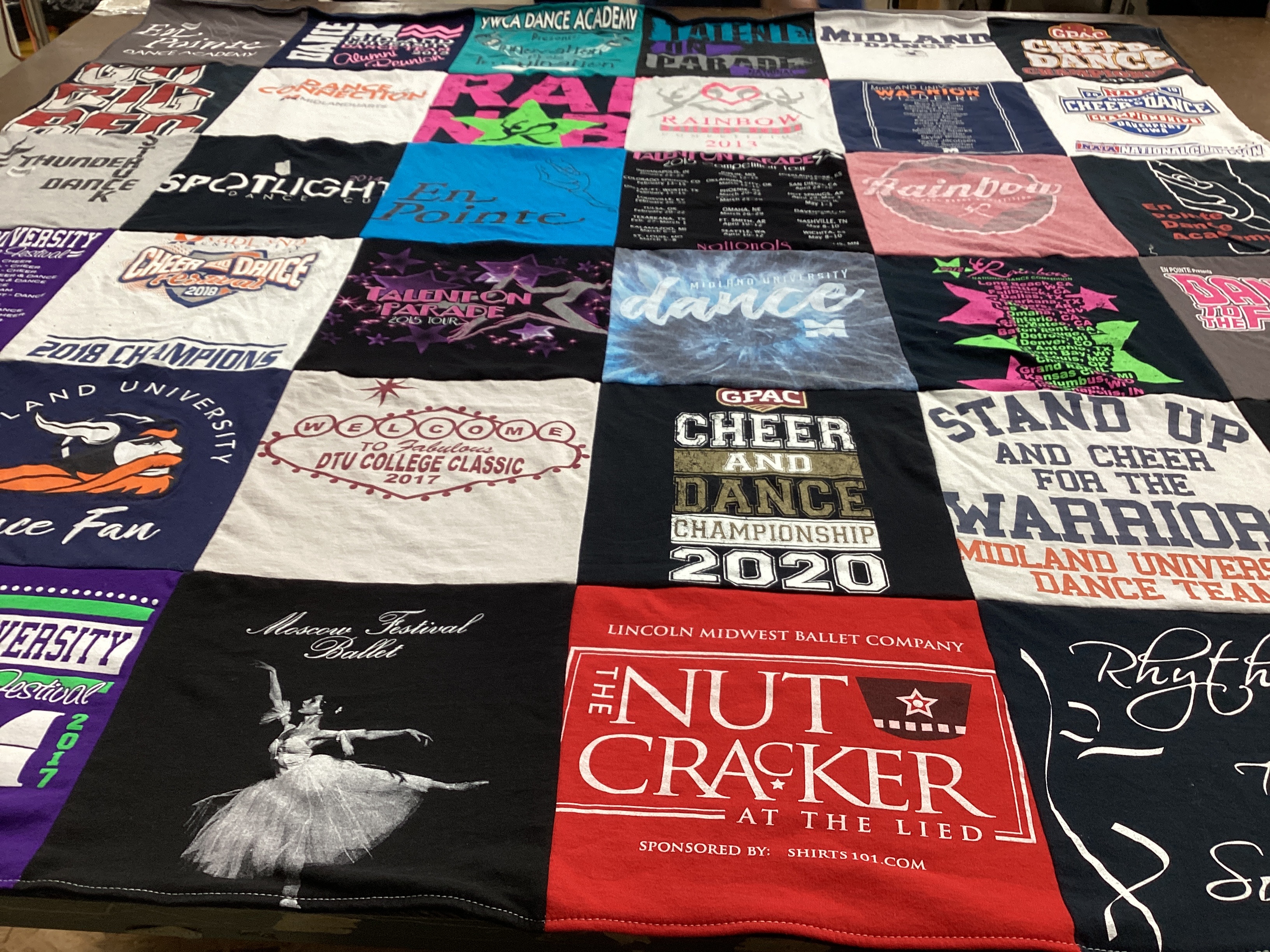 T-shirt quilt featuring midland university dance team by Stephanie from NE