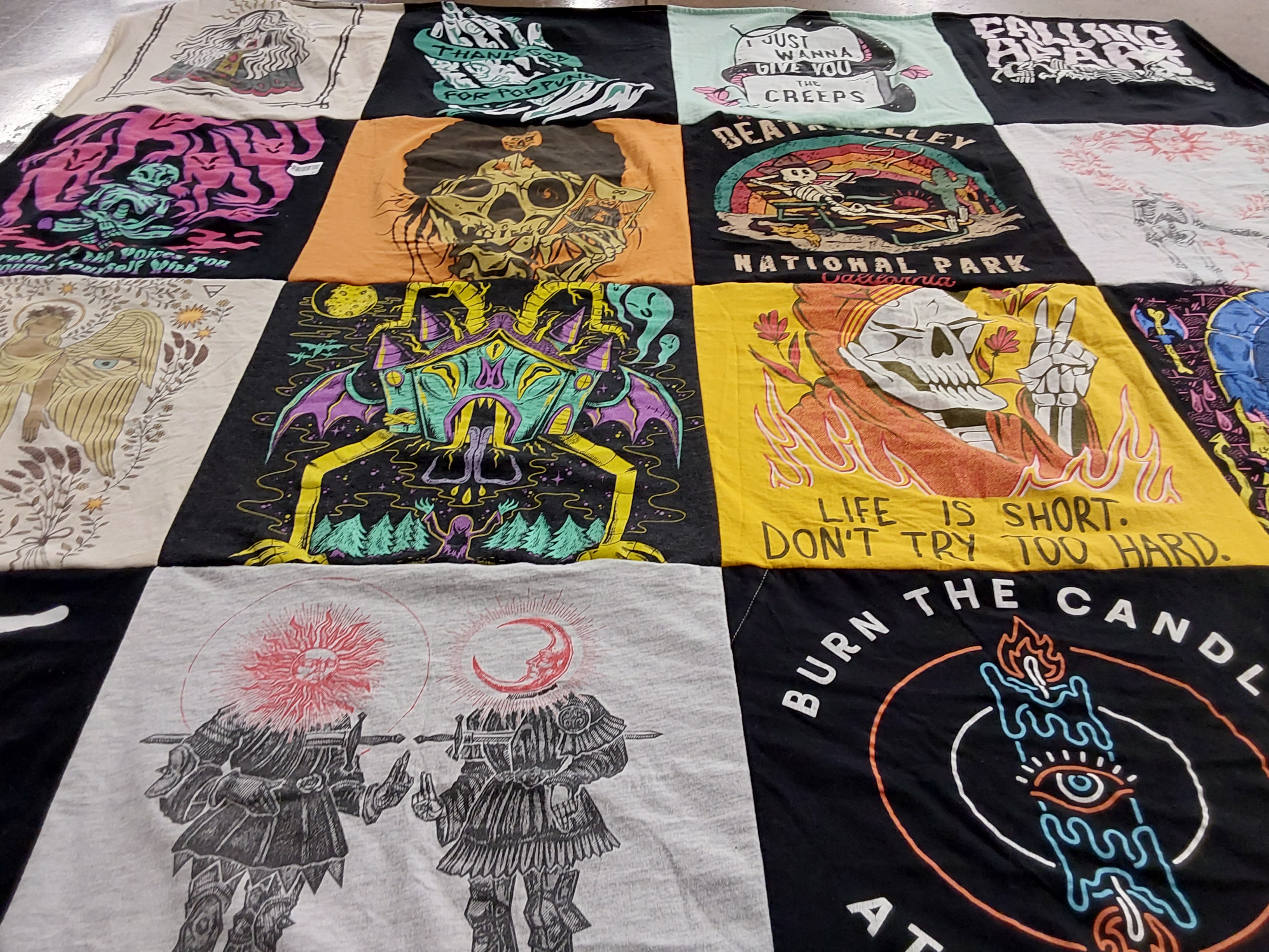 T-shirt quilt with art, nature themes by Olivia from VT