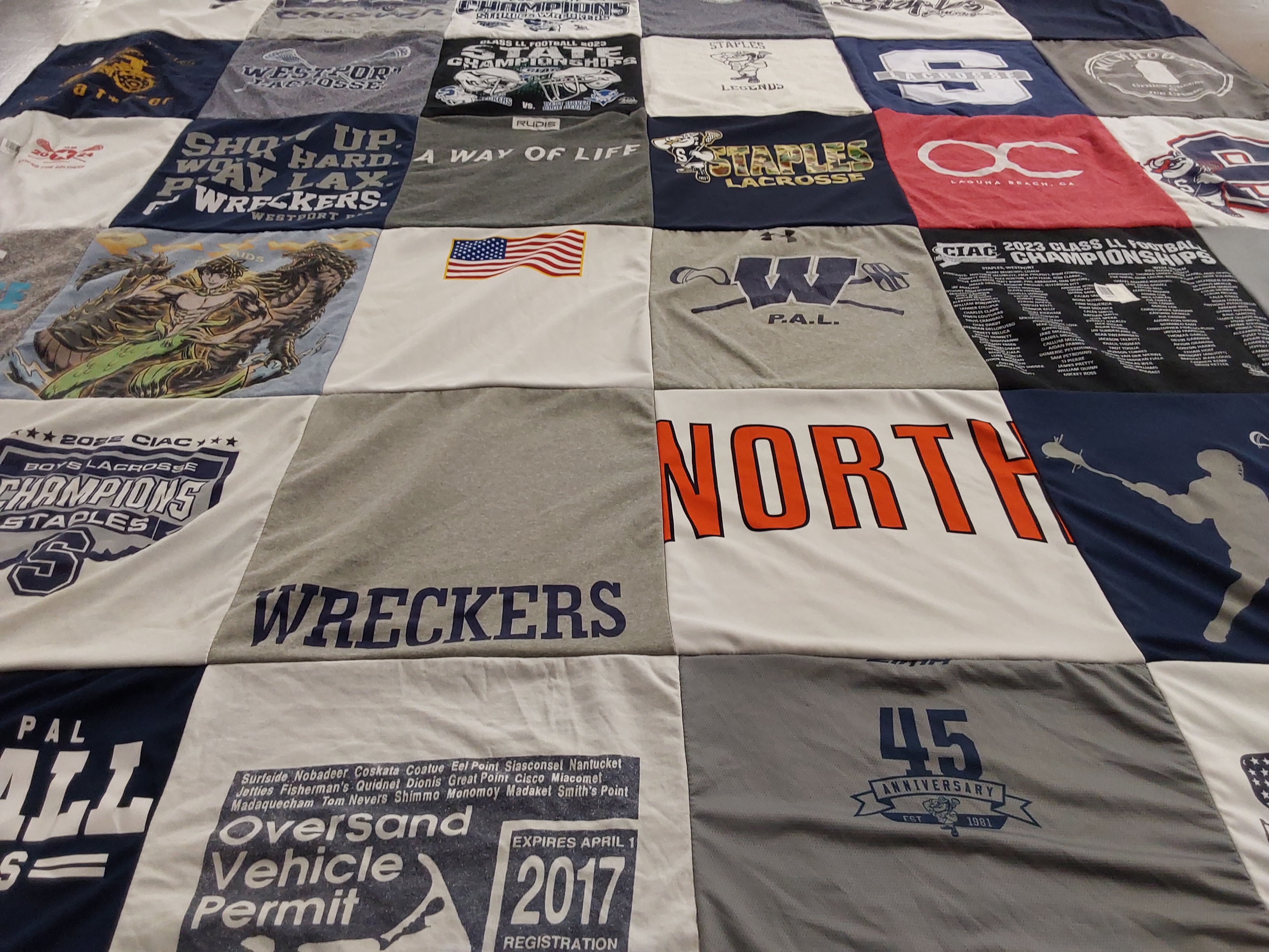 T-shirt quilt featuring staples lacrosse team by joe from CT