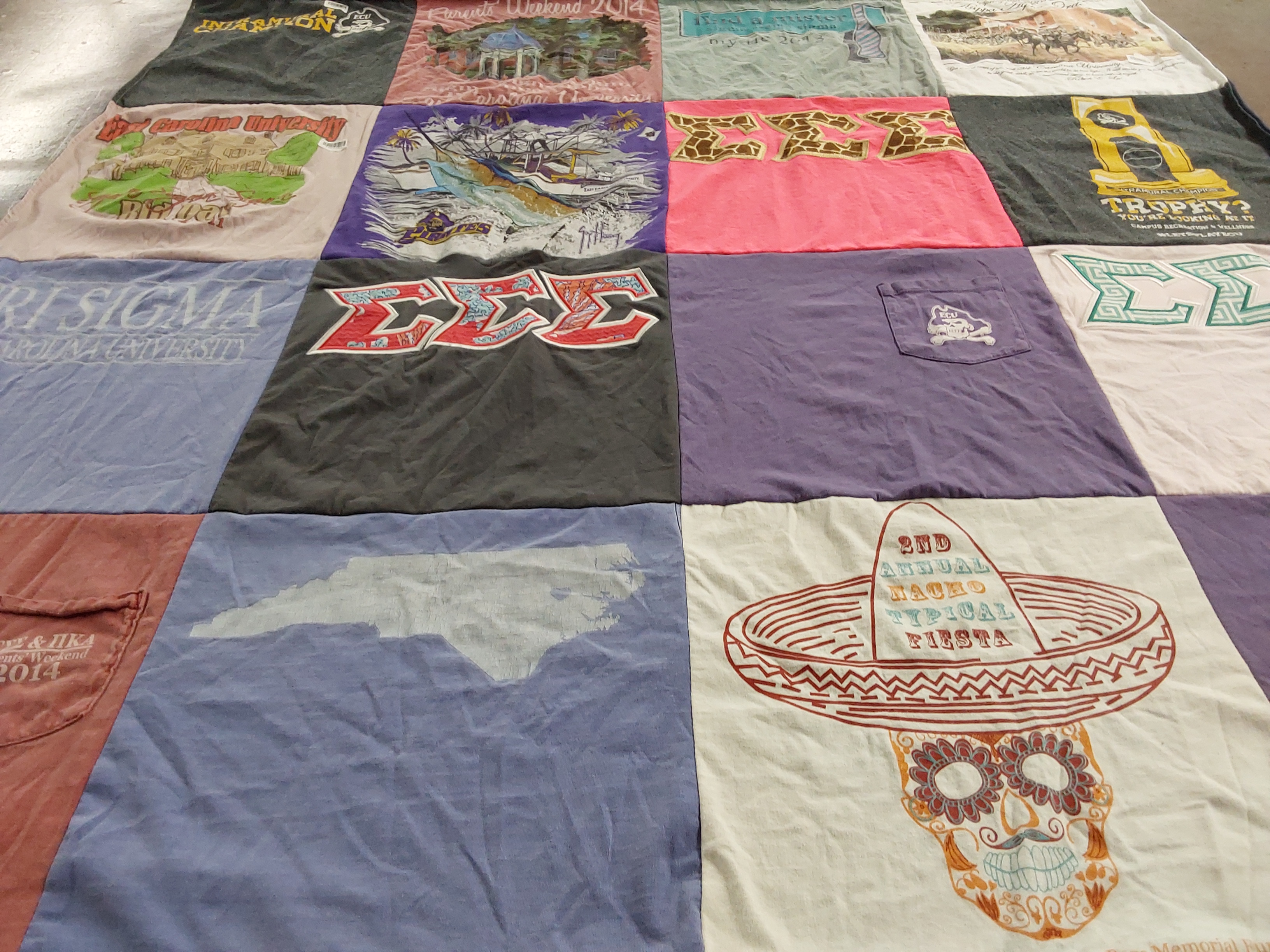 T-shirt quilt from elon university, appalachian state university by Hunter from NC