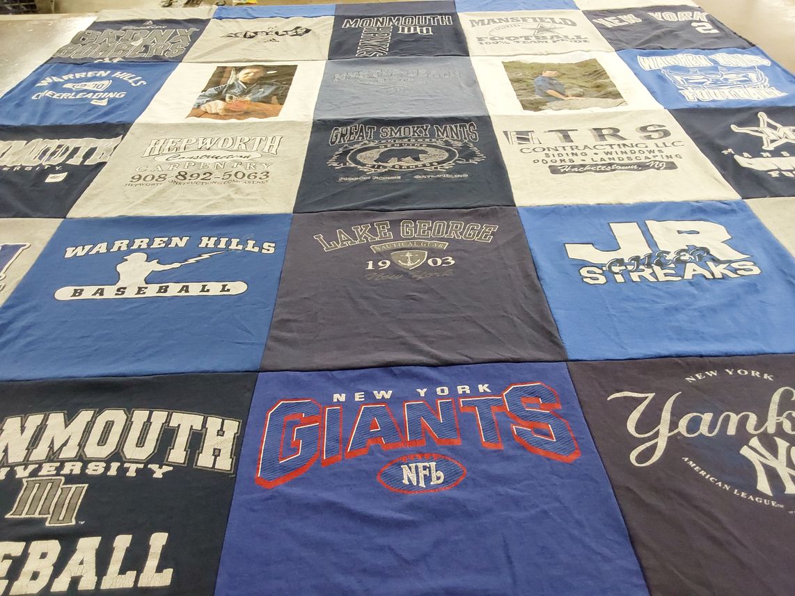 T-shirt quilt featuring new york giants, new york yankees by Tammy from NJ
