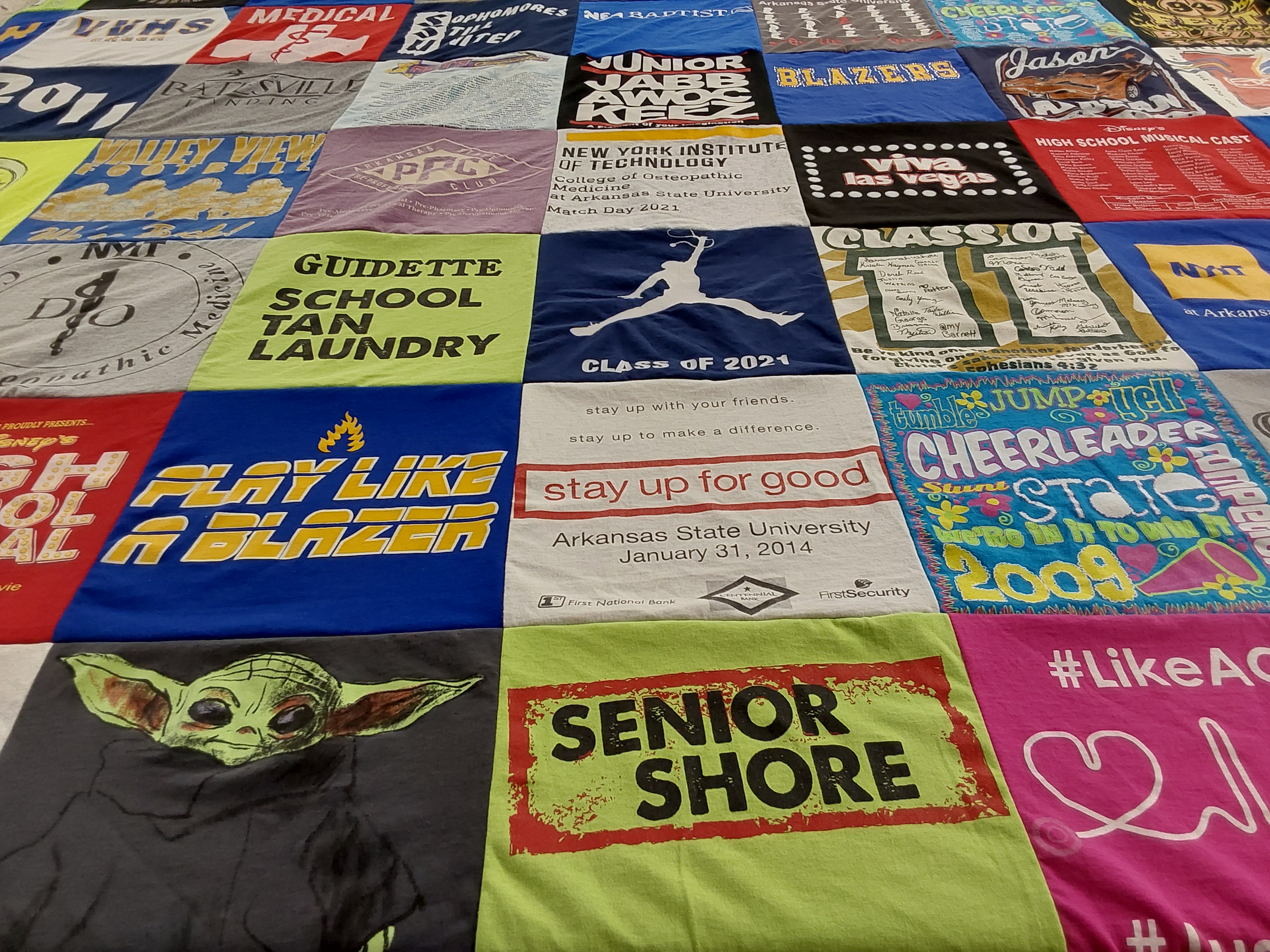 T-shirt quilt featuring blazers by Gabriella from AR