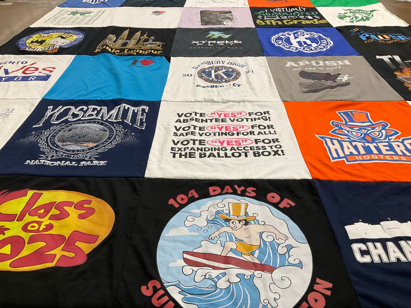 T-shirt quilt with environment, politics themes by k from CT