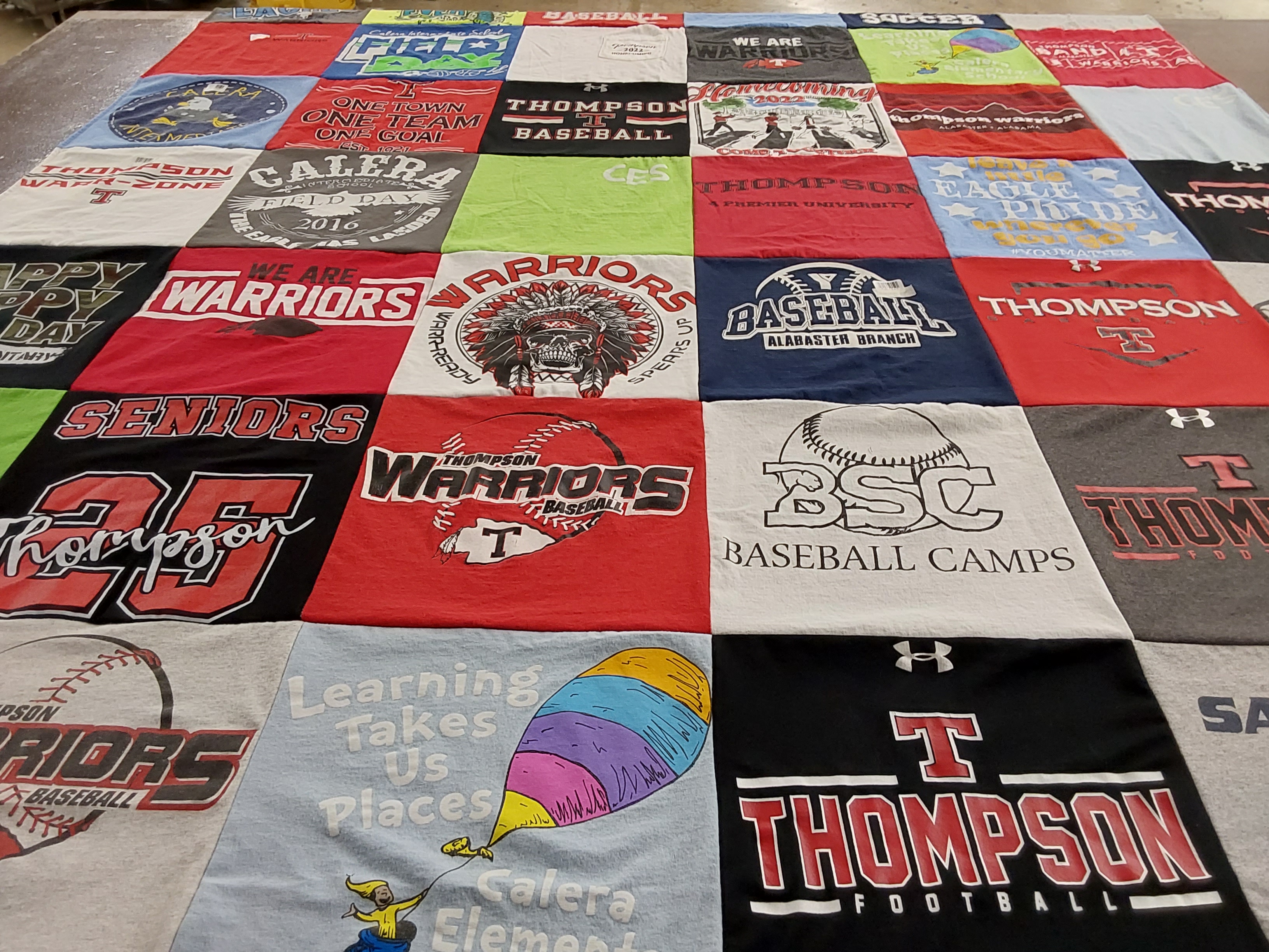 T-shirt quilt featuring thompson warriors, thompson football by Tamara from AL