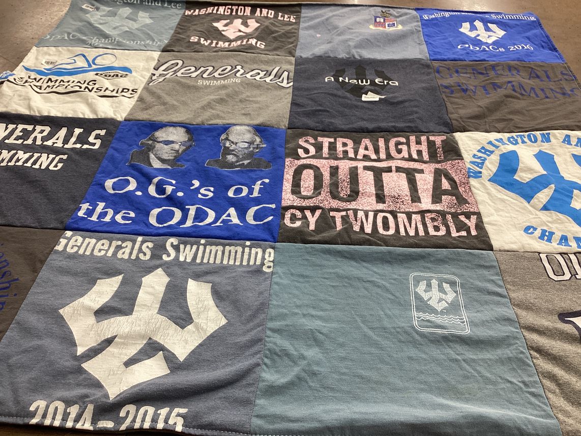 T-shirt quilt featuring generals swimming by Mary Ellen from CA