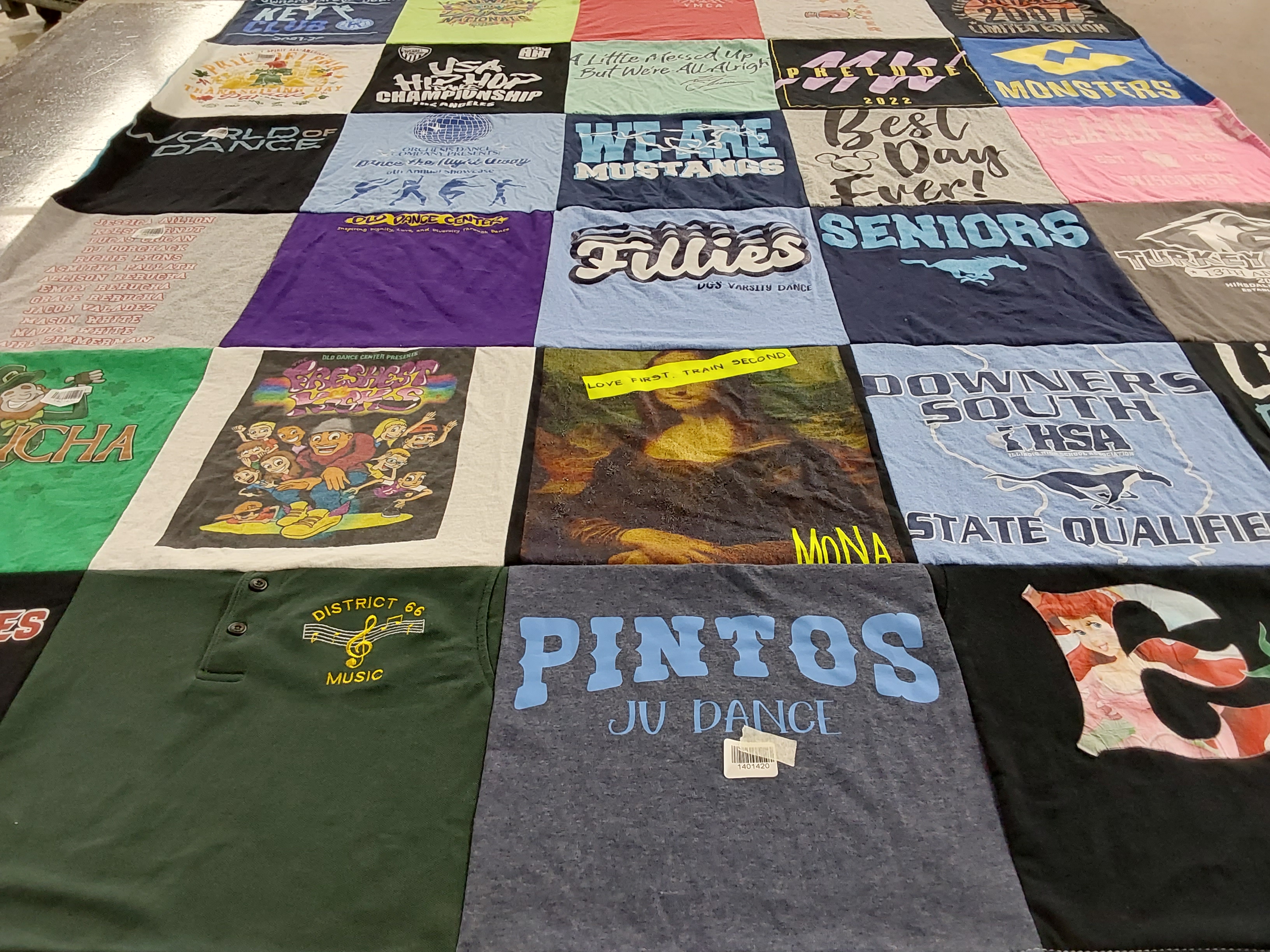 T-shirt quilt featuring mustangs by Jeanne from IL