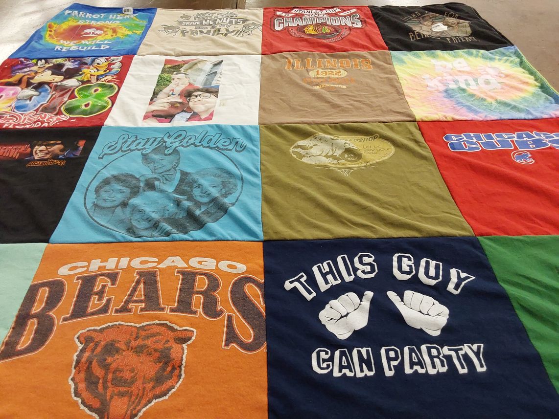T-shirt quilt featuring chicago bears, chicago cubs by Dawn from IL