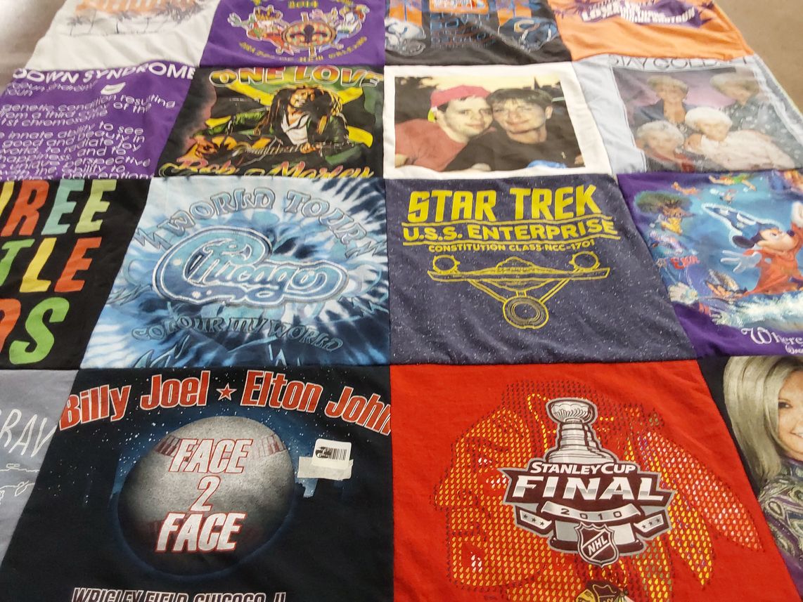 T-shirt quilt featuring chicago blackhawks by Dawn from IL