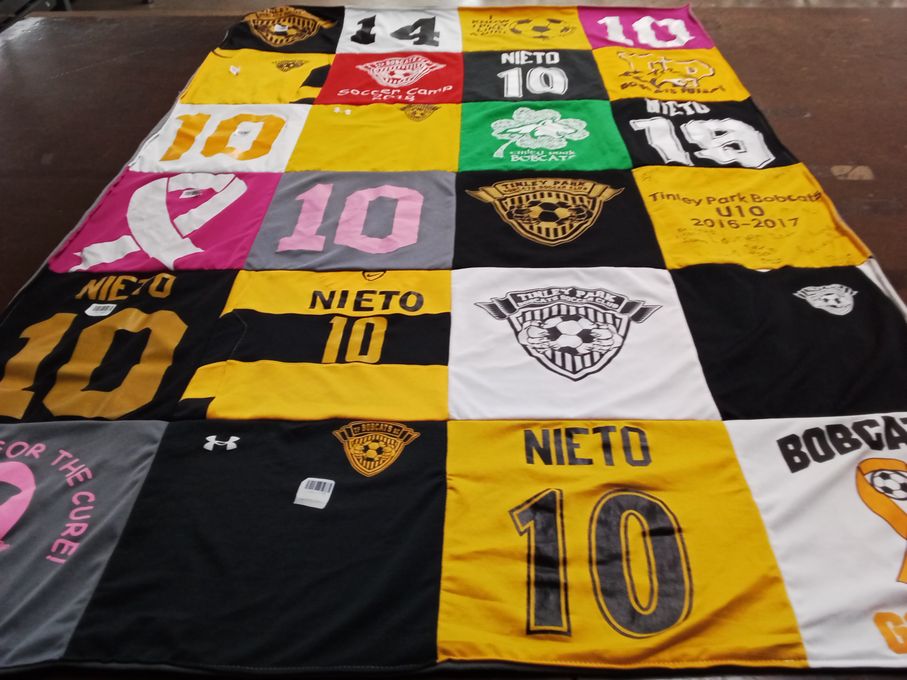 T-shirt quilt featuring tinley park bobcats u10 by Kristina from IL
