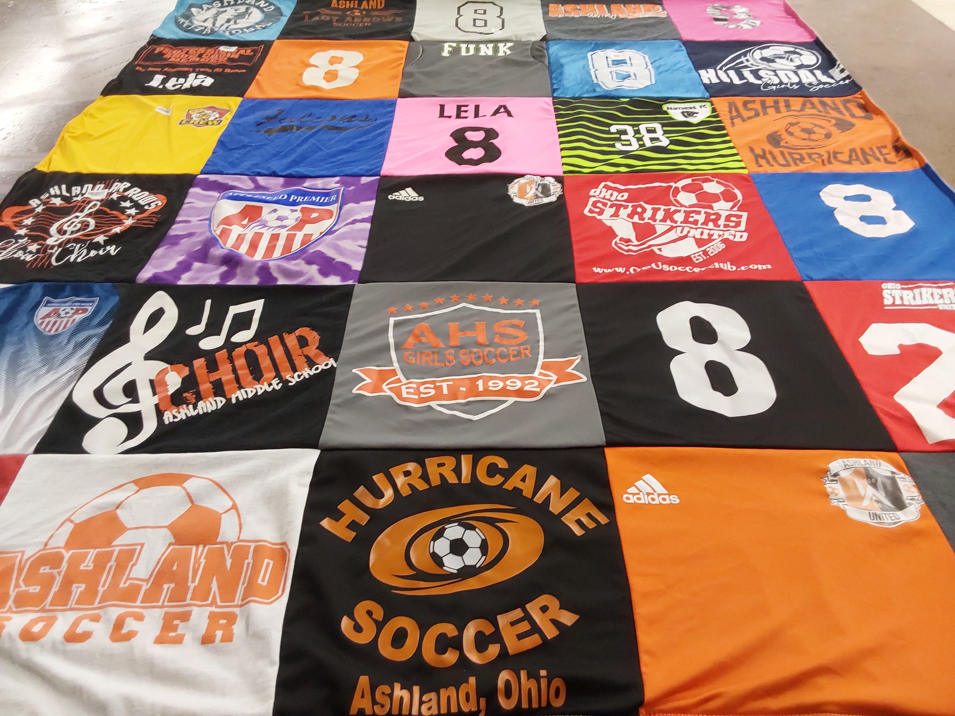 T-shirt quilt featuring ashland hurricane soccer, ohio strikers united by Jana from OH
