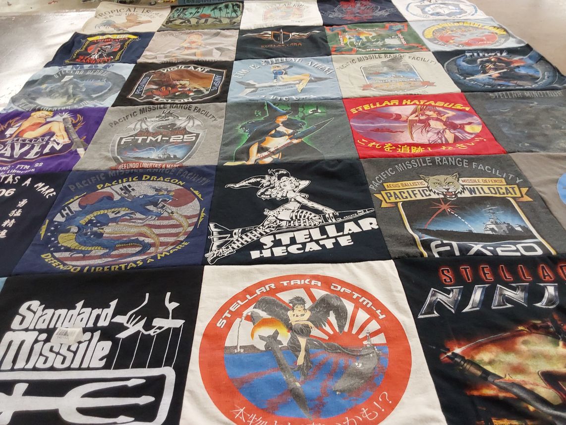 T-shirt quilt with military, aviation themes by Ken from MD