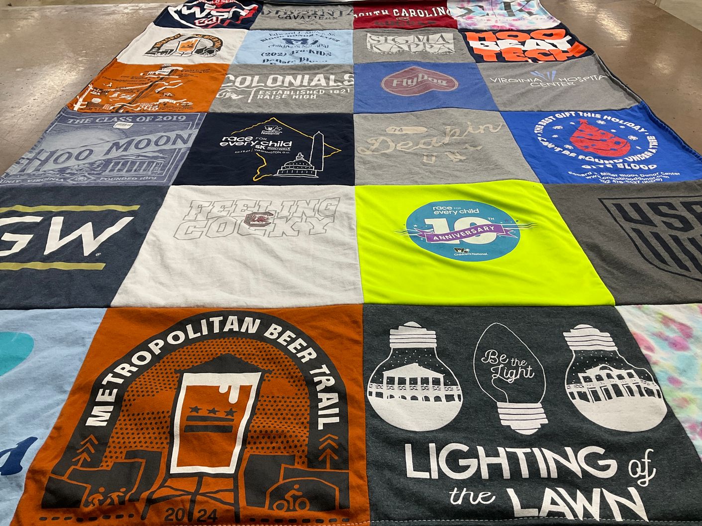 T-shirt quilt from george washington university, university of south carolina by Colleen from DC
