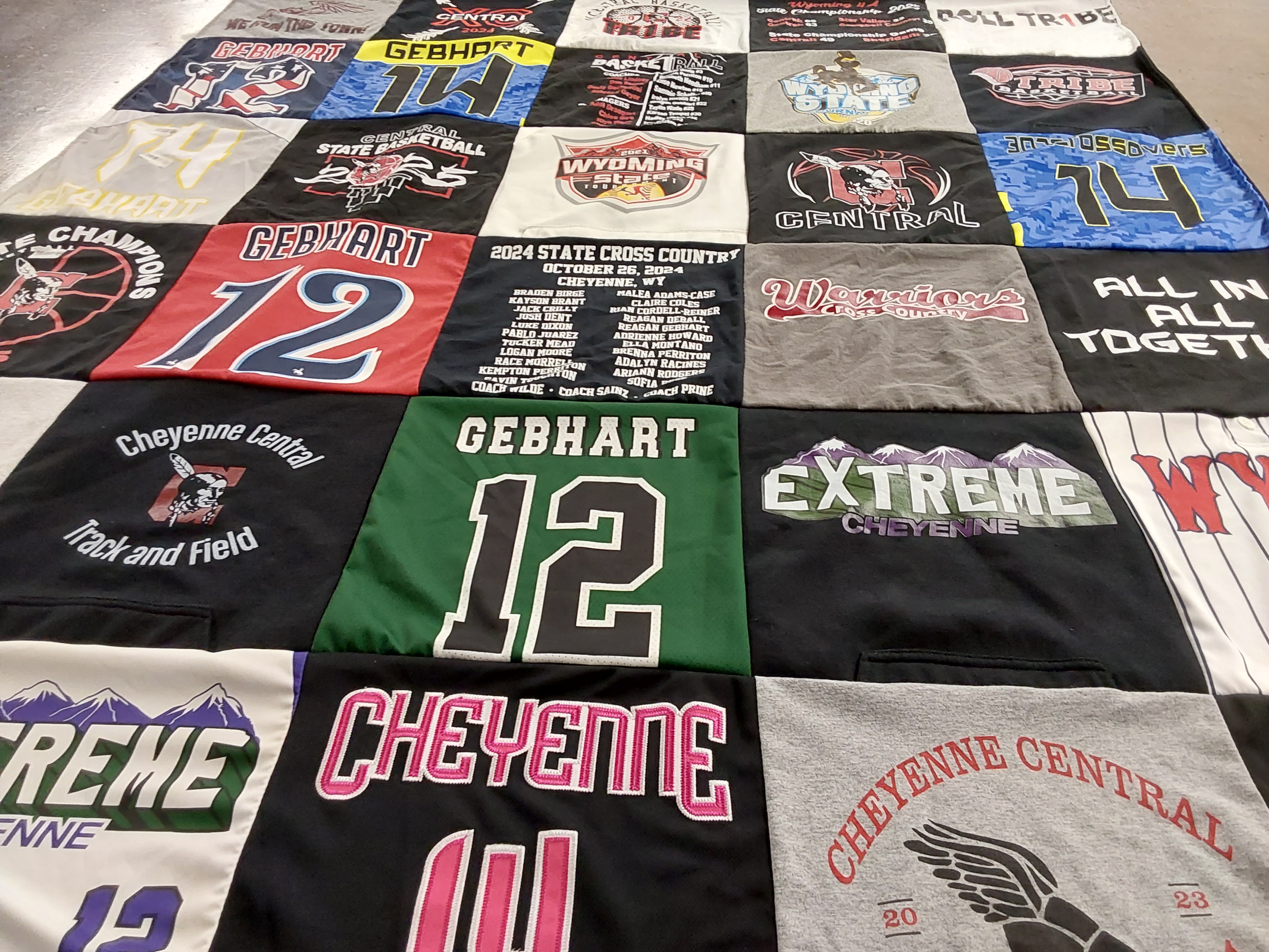 T-shirt quilt featuring cheyenne central high school by Jeannie from WY
