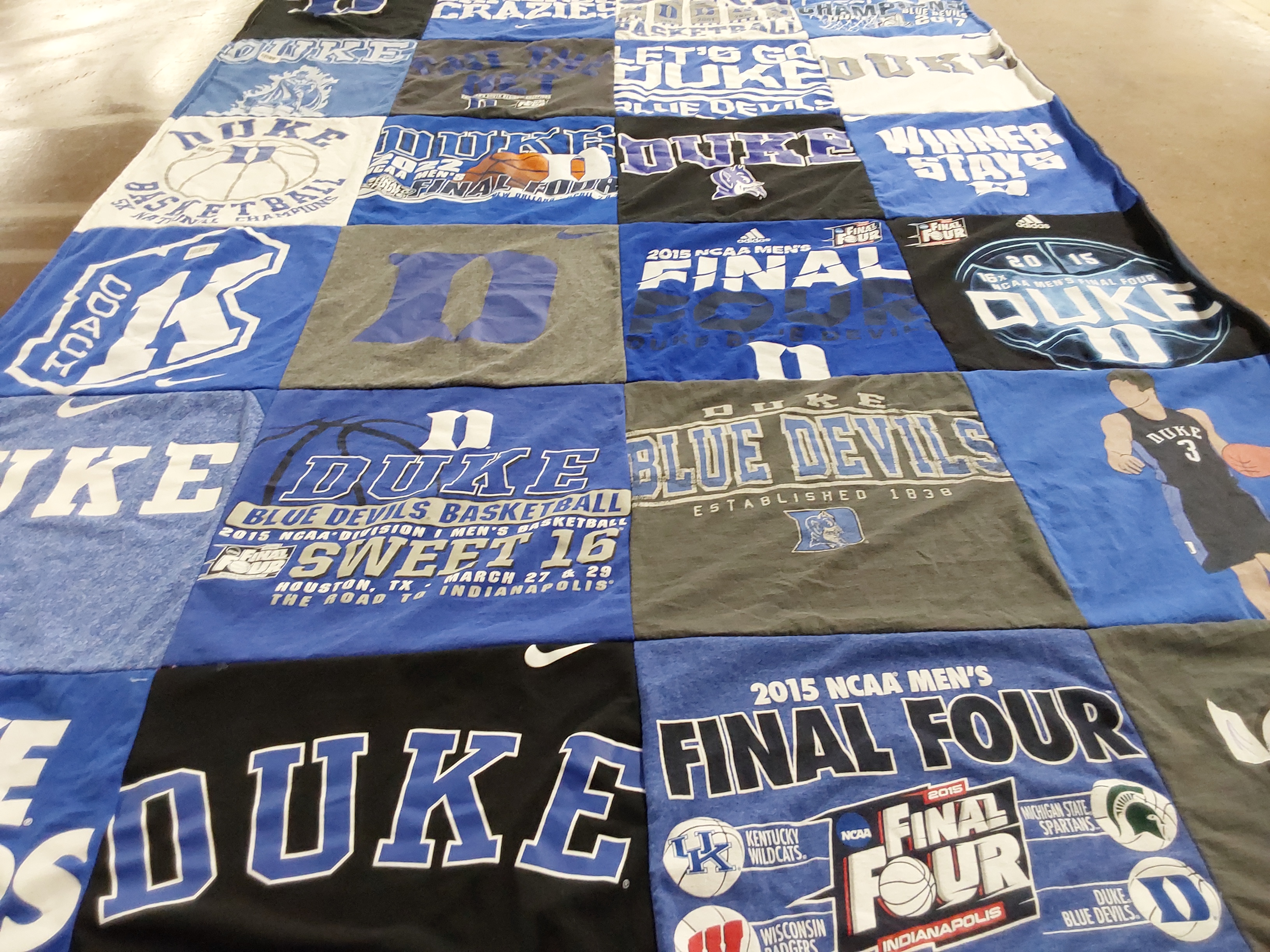 T-shirt quilt featuring duke university basketball by Nick from TX