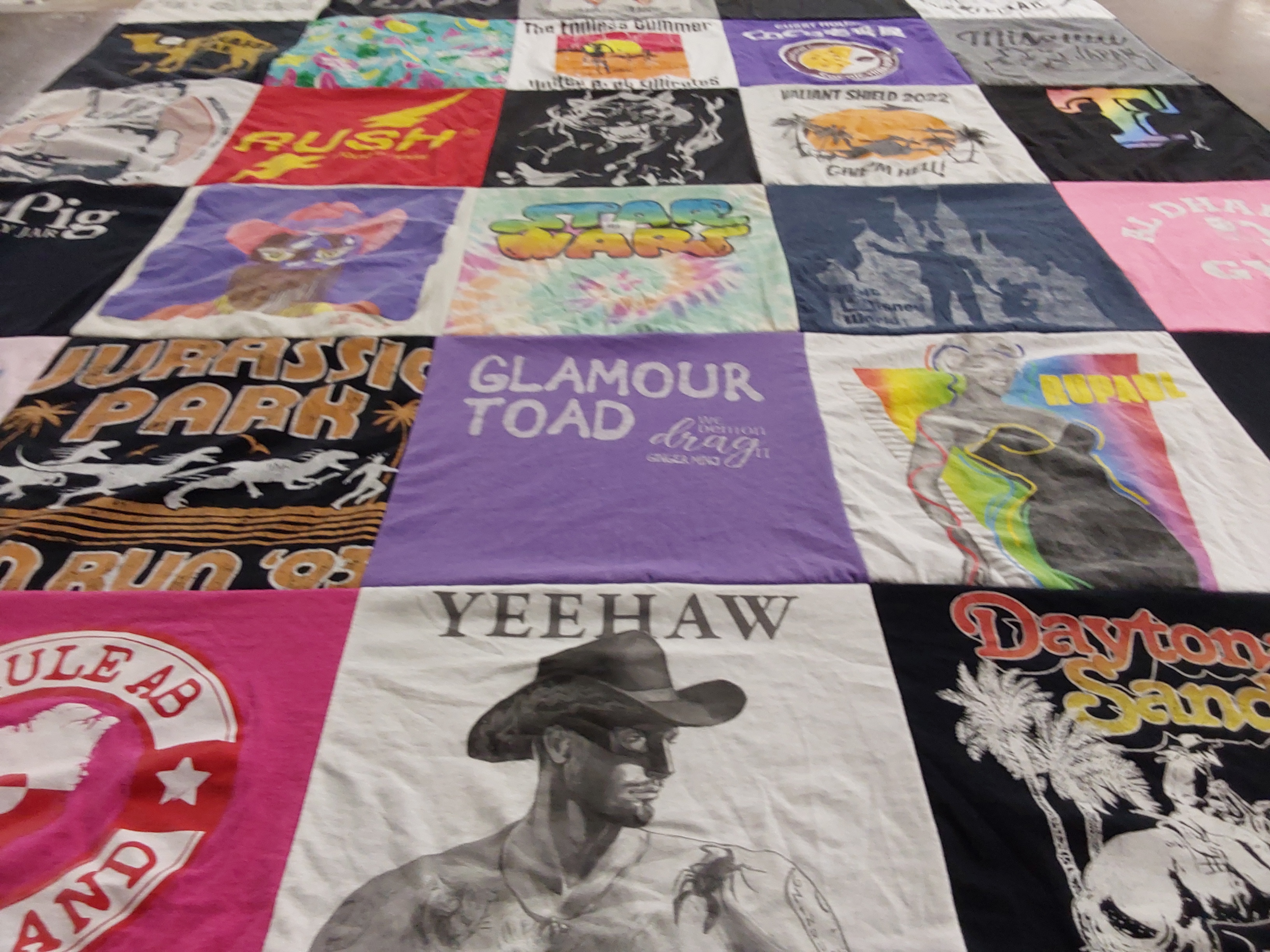 T-shirt quilt with movies, drag themes by Hayden from TX