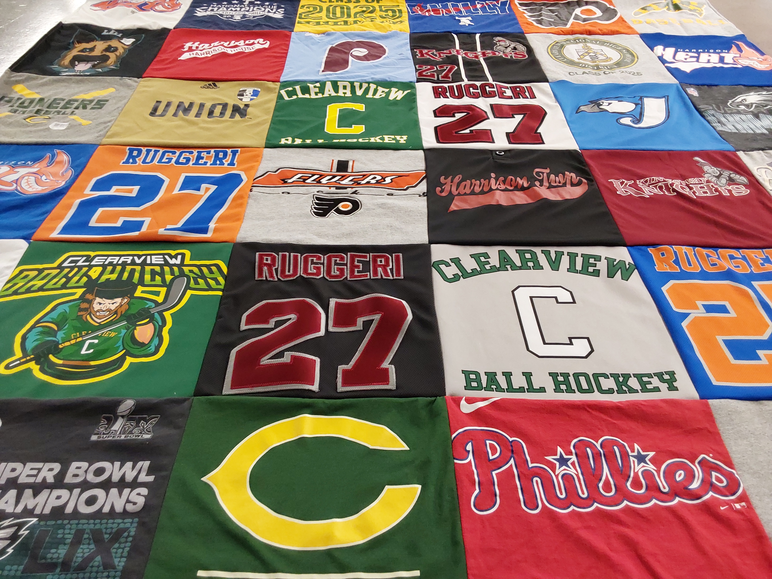 T-shirt quilt featuring philadelphia phillies, philadelphia flyers by Karen from NJ