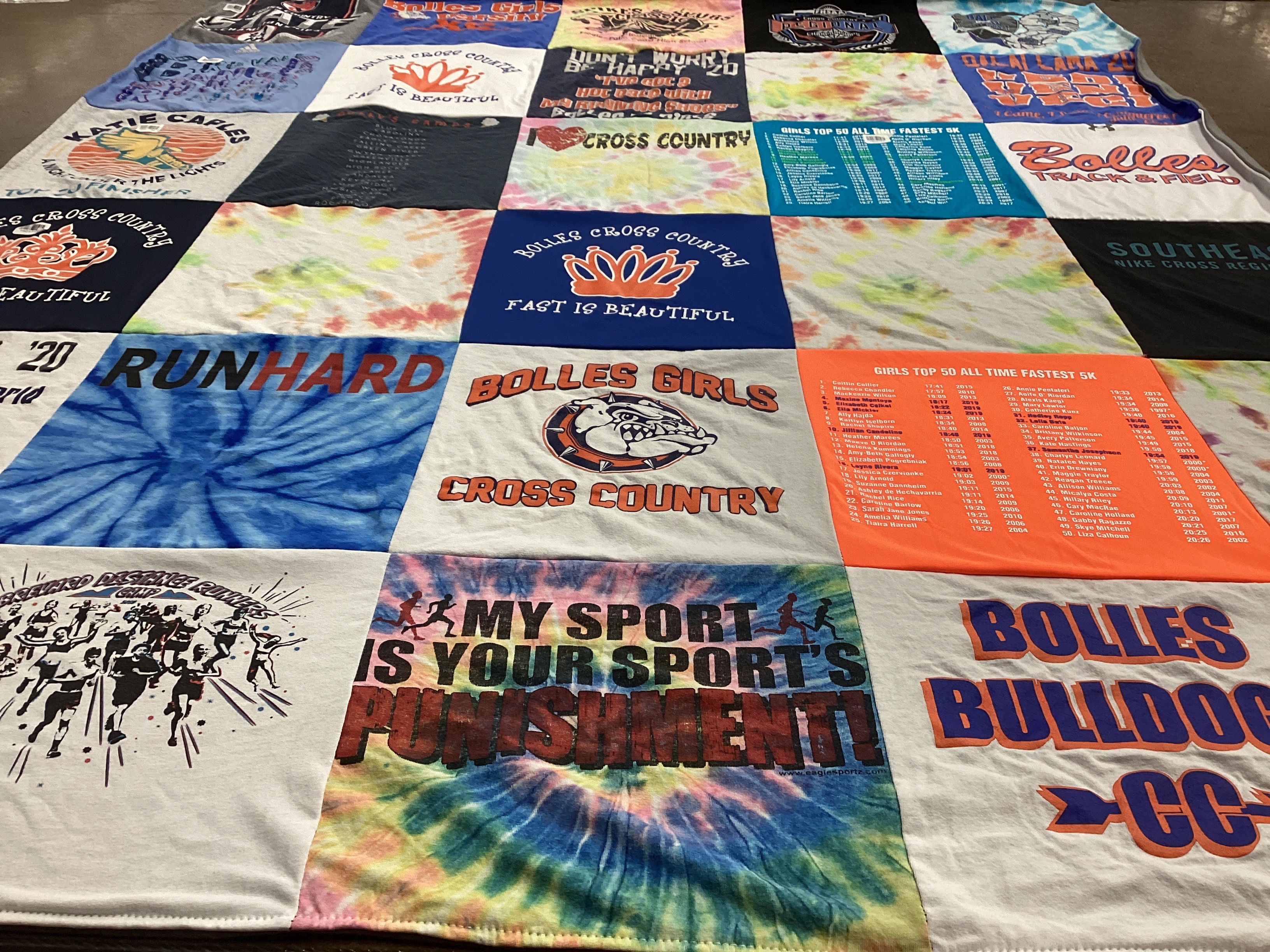 T-shirt quilt featuring bulldogs cross country, bolles girls cross country by Samantha from FL