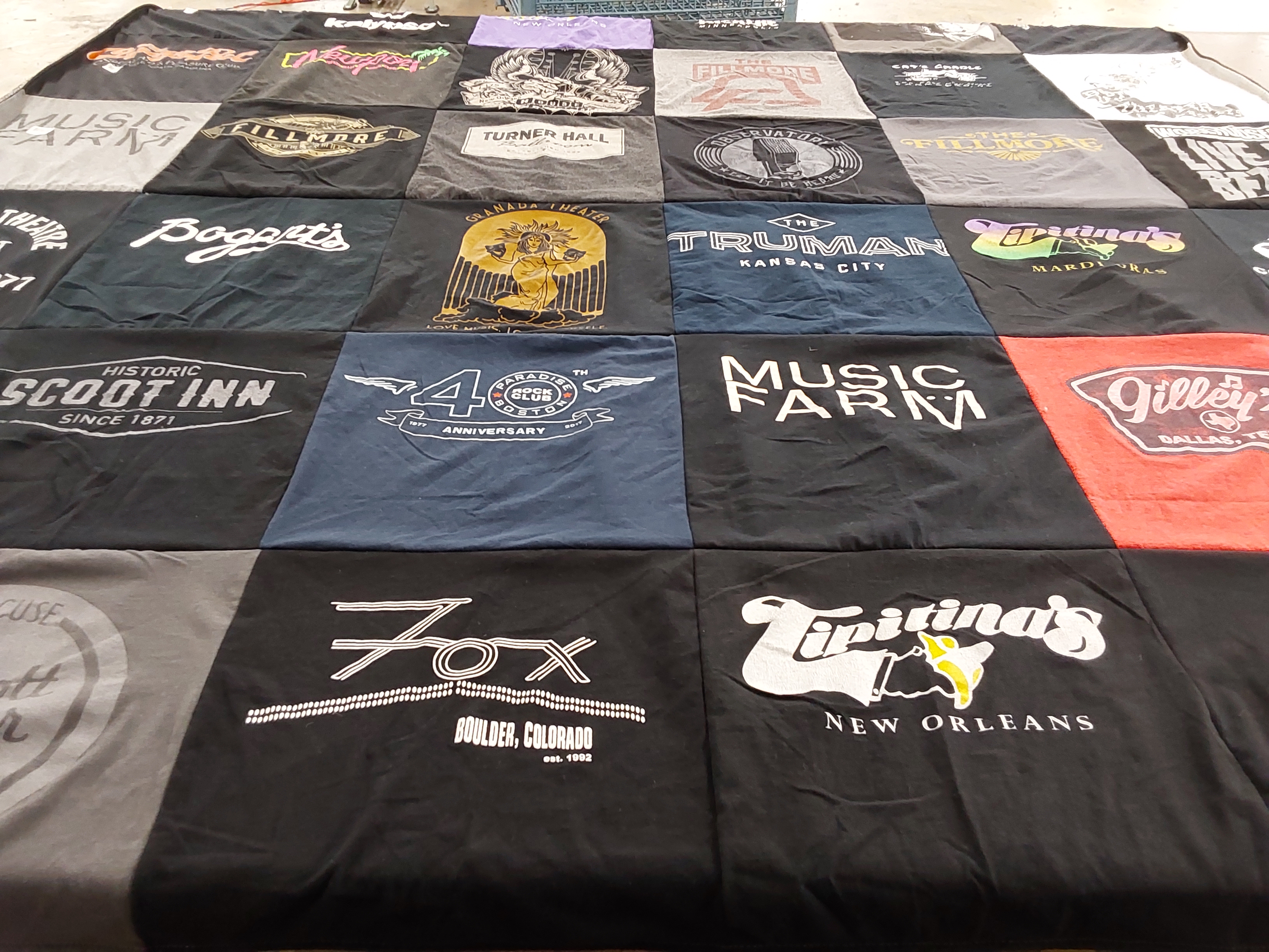 T-shirt quilt with music, entertainment themes by Mark from TN