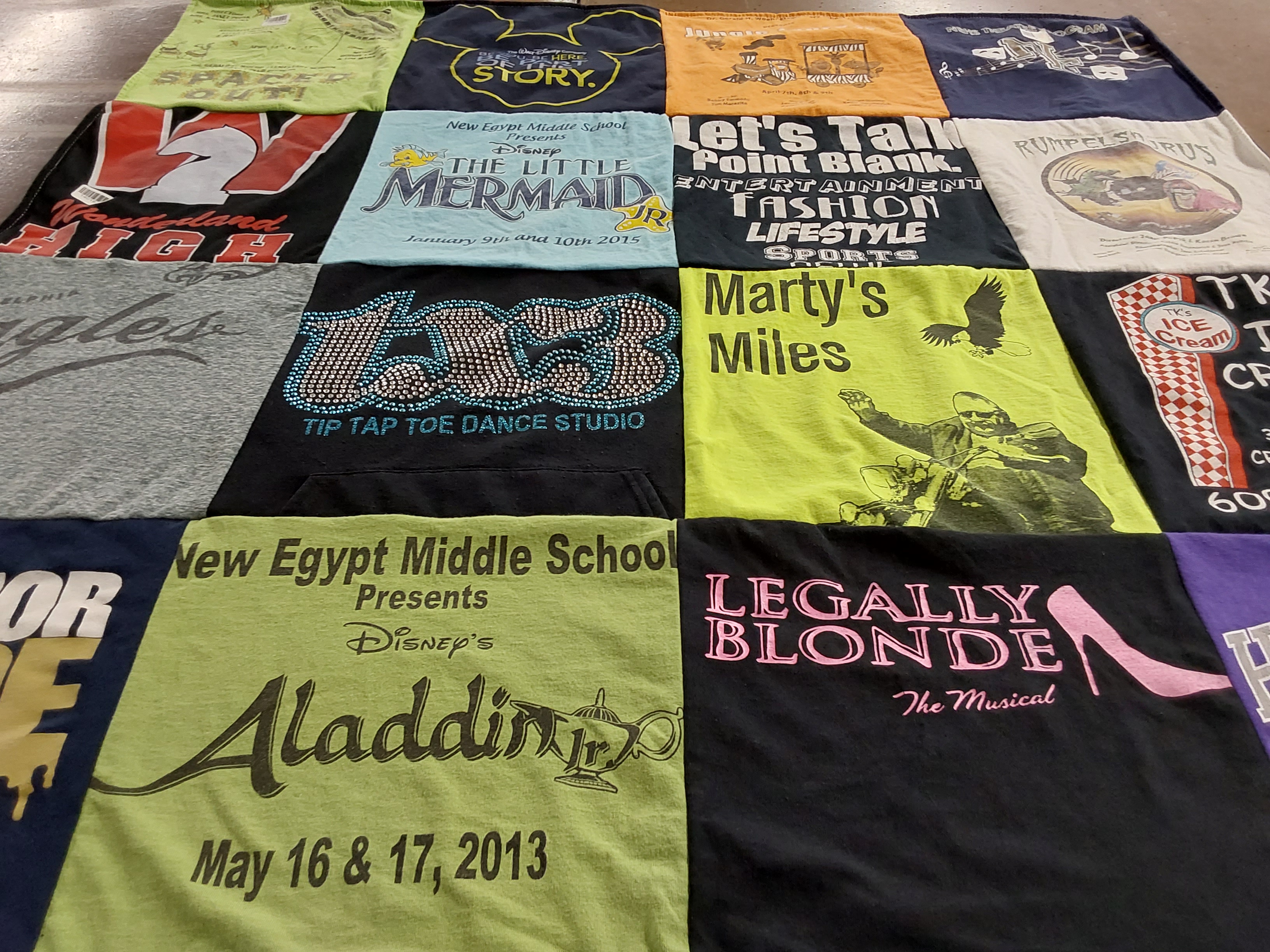 T-shirt quilt from new egypt middle school by Jill from NJ