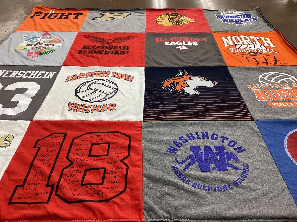 T-shirt quilt featuring washington wildcats, naperville north huskies by ron from IL