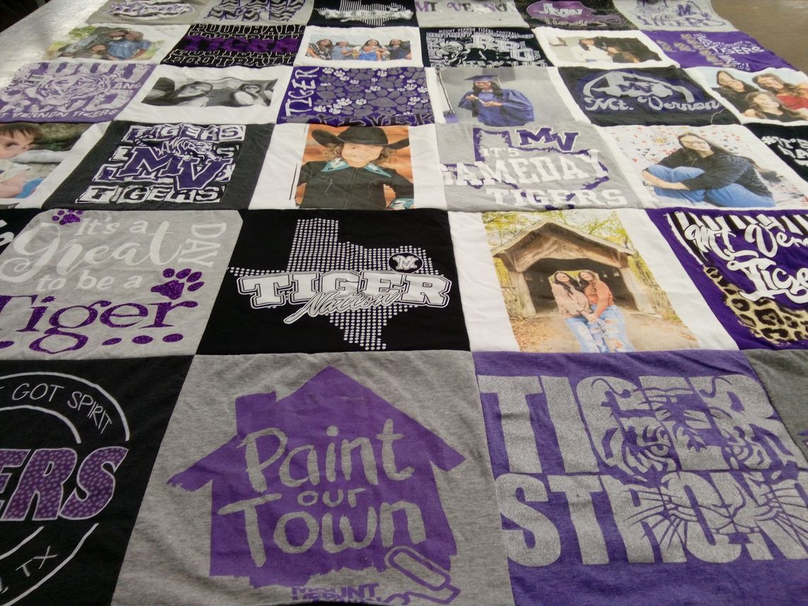 T-shirt quilt featuring mount vernon tigers by Kathy from TX